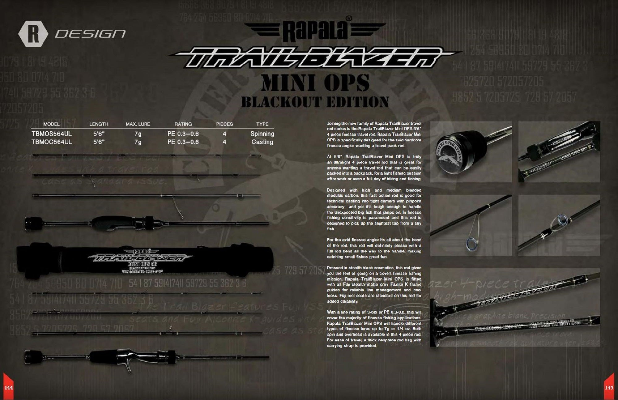 Rapala Rod Spinning Trail Brazer Mini Ops 56 Travel Rod TBMOS564UL (3909)