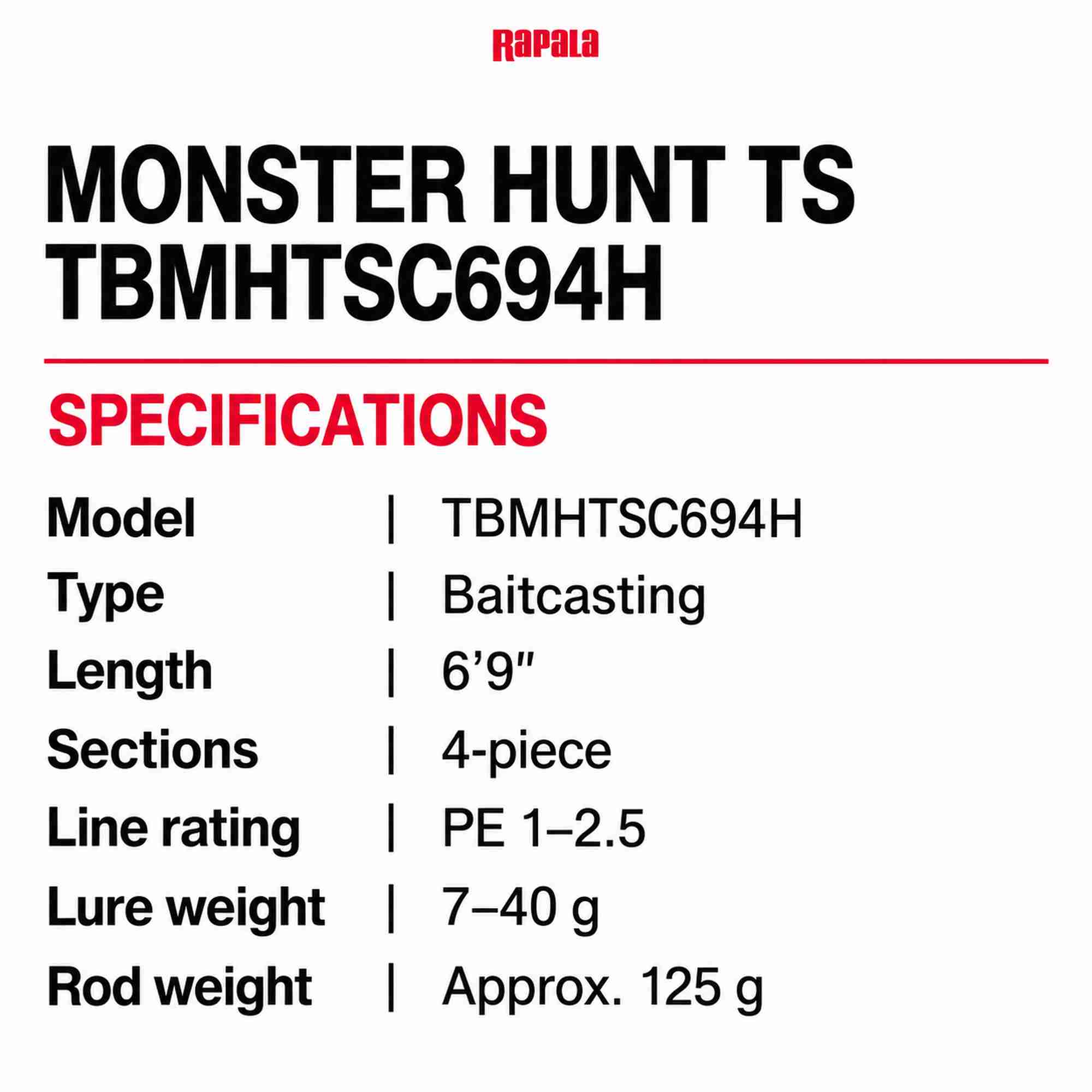 Rapala Rod Baitcast Trail Blazer Monster Hunt TS TBMHTSC694H (0853)