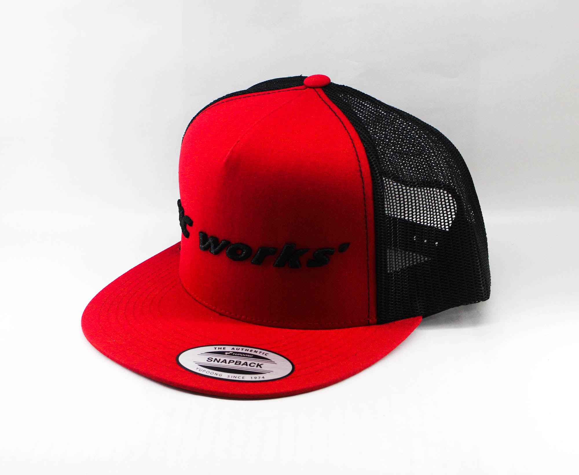 MC Works Cap Half Mesh Flat Visor Red (1077)