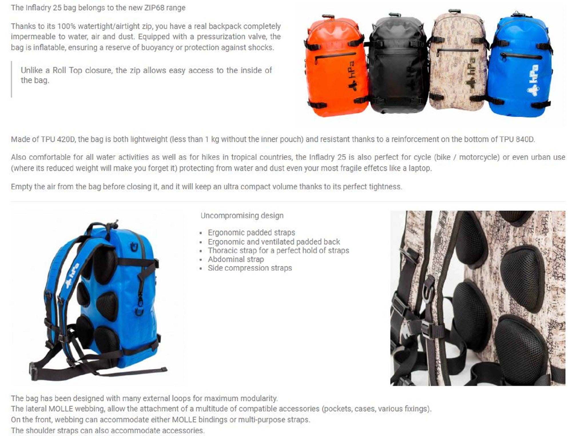 HPA Infladry 25 Backpack 50 x 28 x 18cm 25 litres Olive (0281)