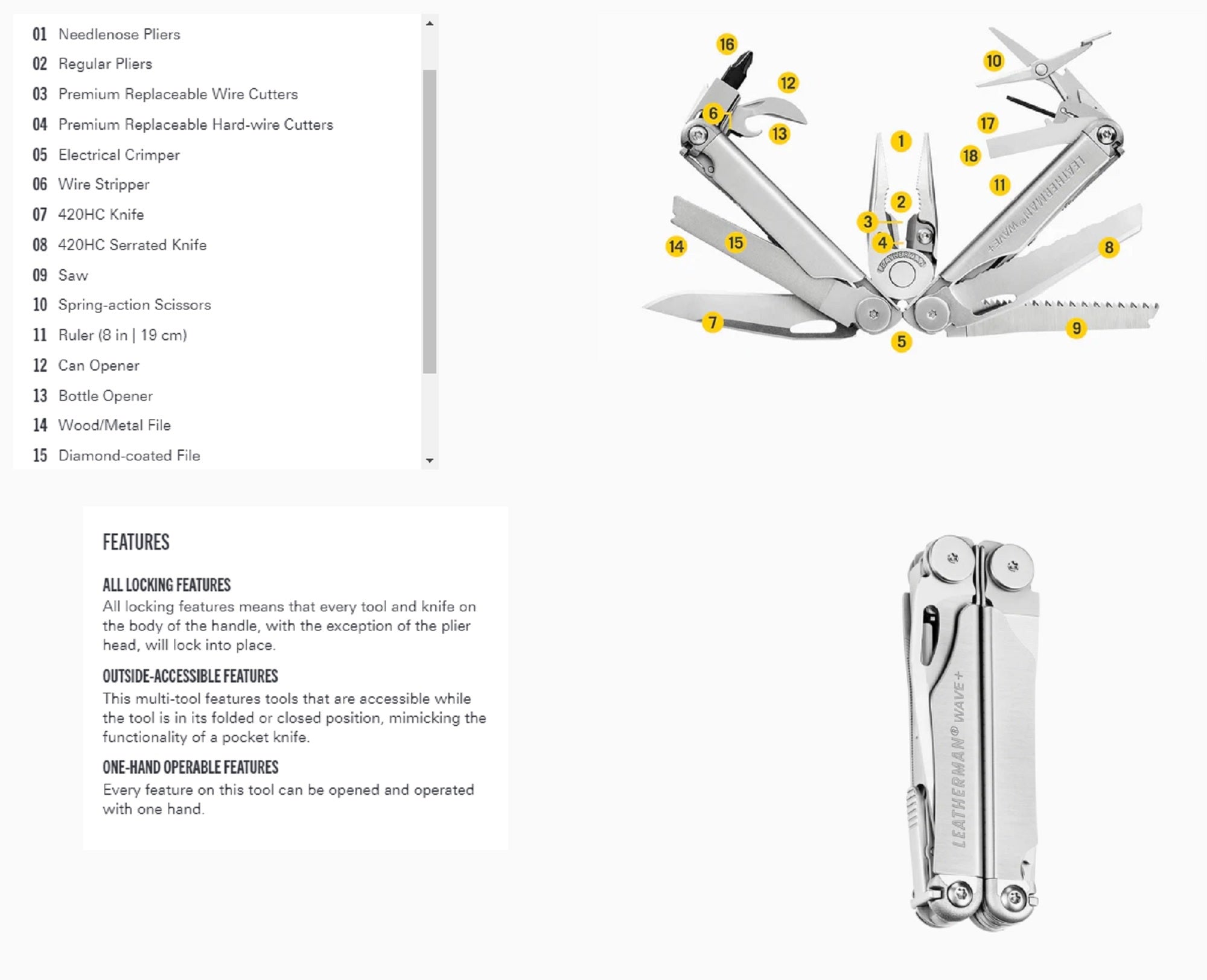 Leatherman YL832525 Wave Plus Multi Tool 13 Functions (0744)