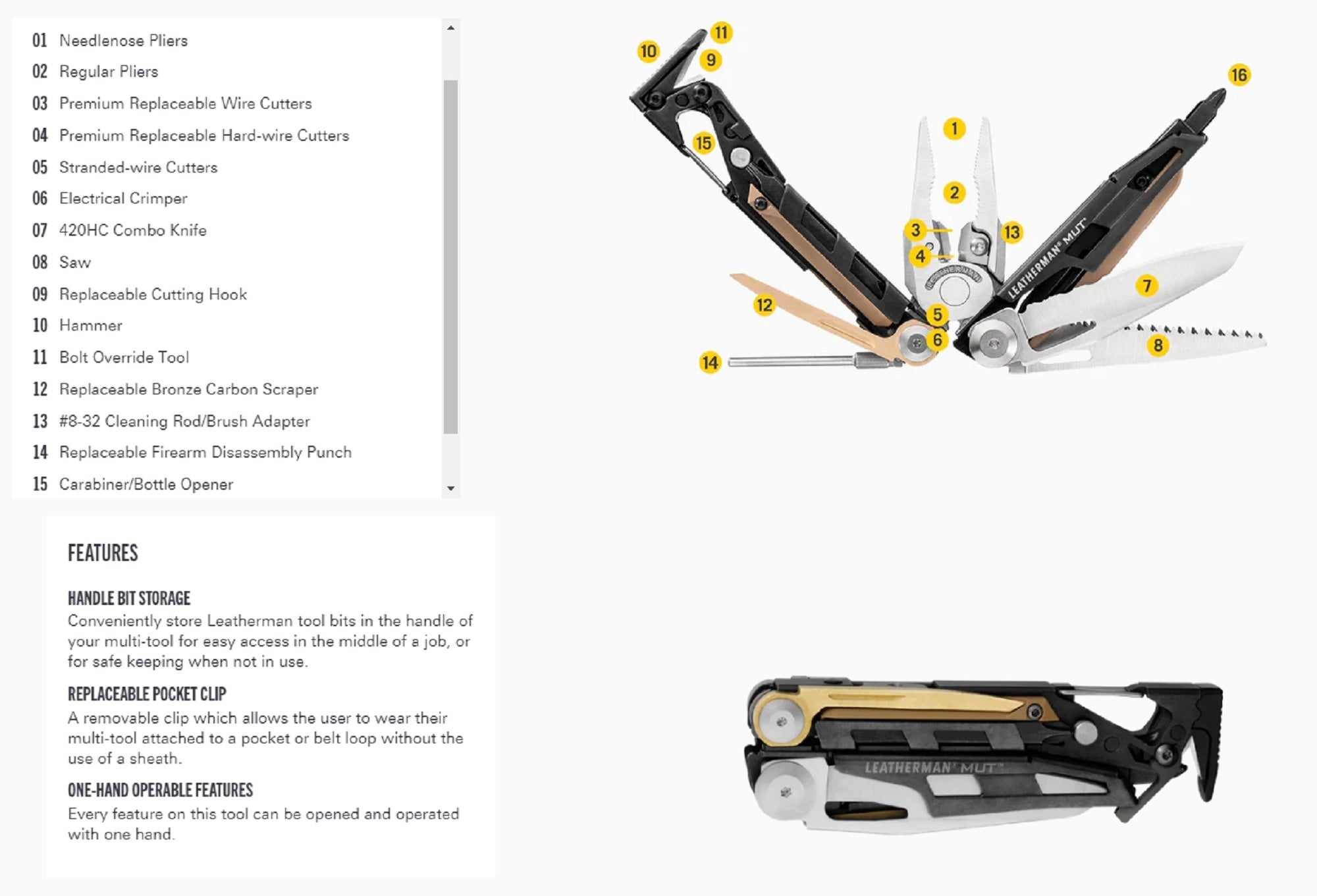 Leatherman YL833093 MUT Multi Tool 13 Functions (9921)