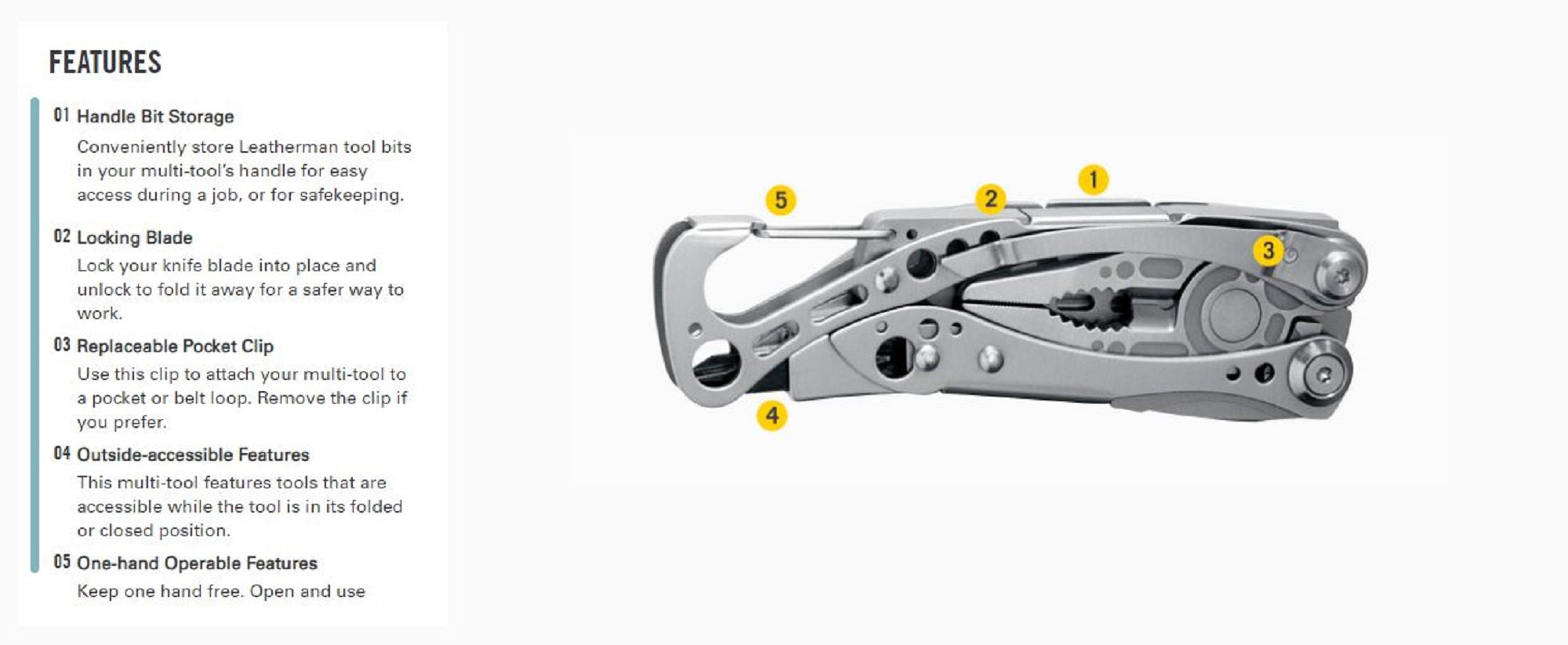 Leatherman YL830921 Skeletool Multi Tool 7 Functions (7454)