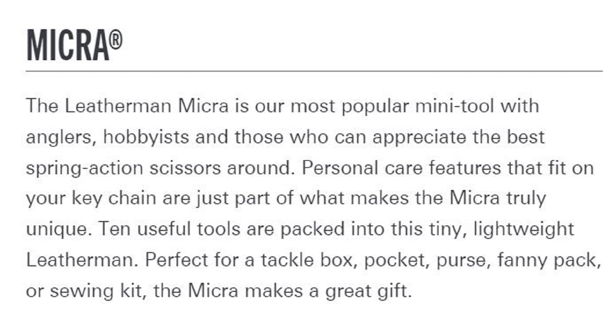 Leatherman YL64330183N Micra Multi Tool 10 Functions Red (0395)