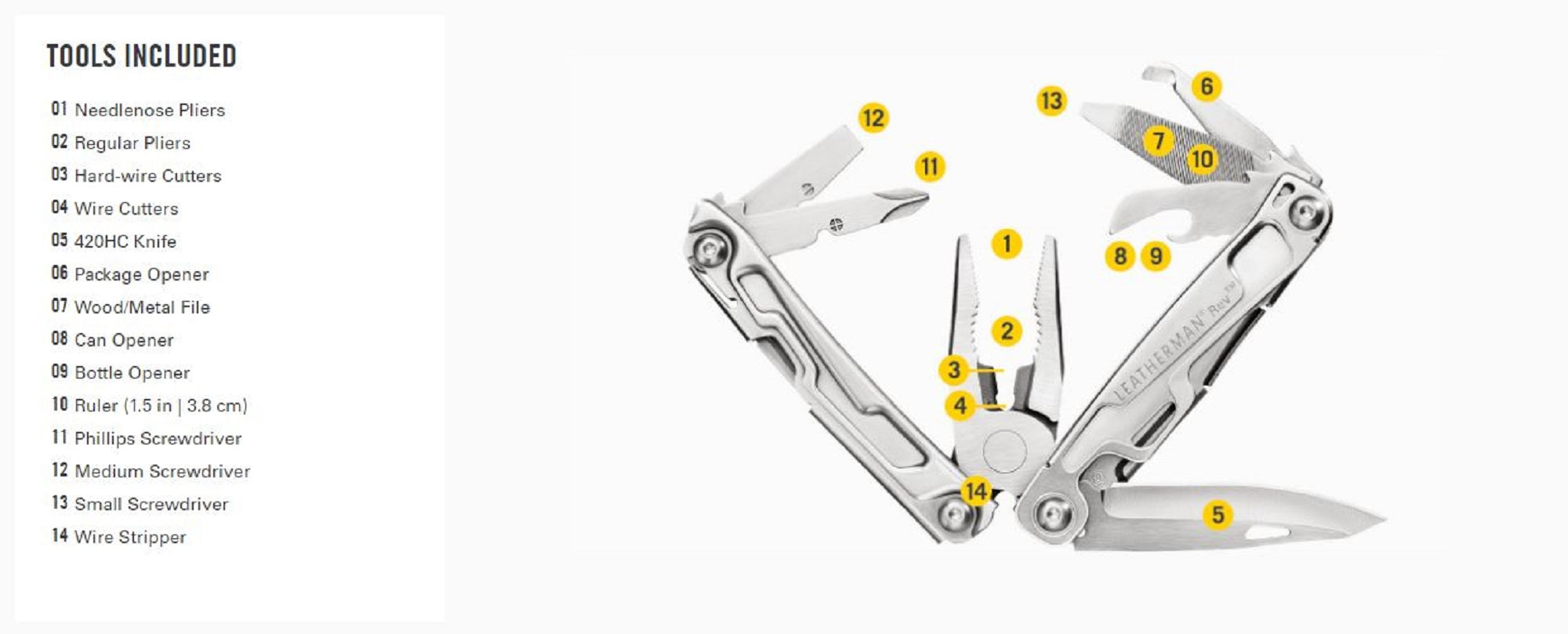 Leatherman YL832129 Rev Multi Tool 14 Functions (8973)