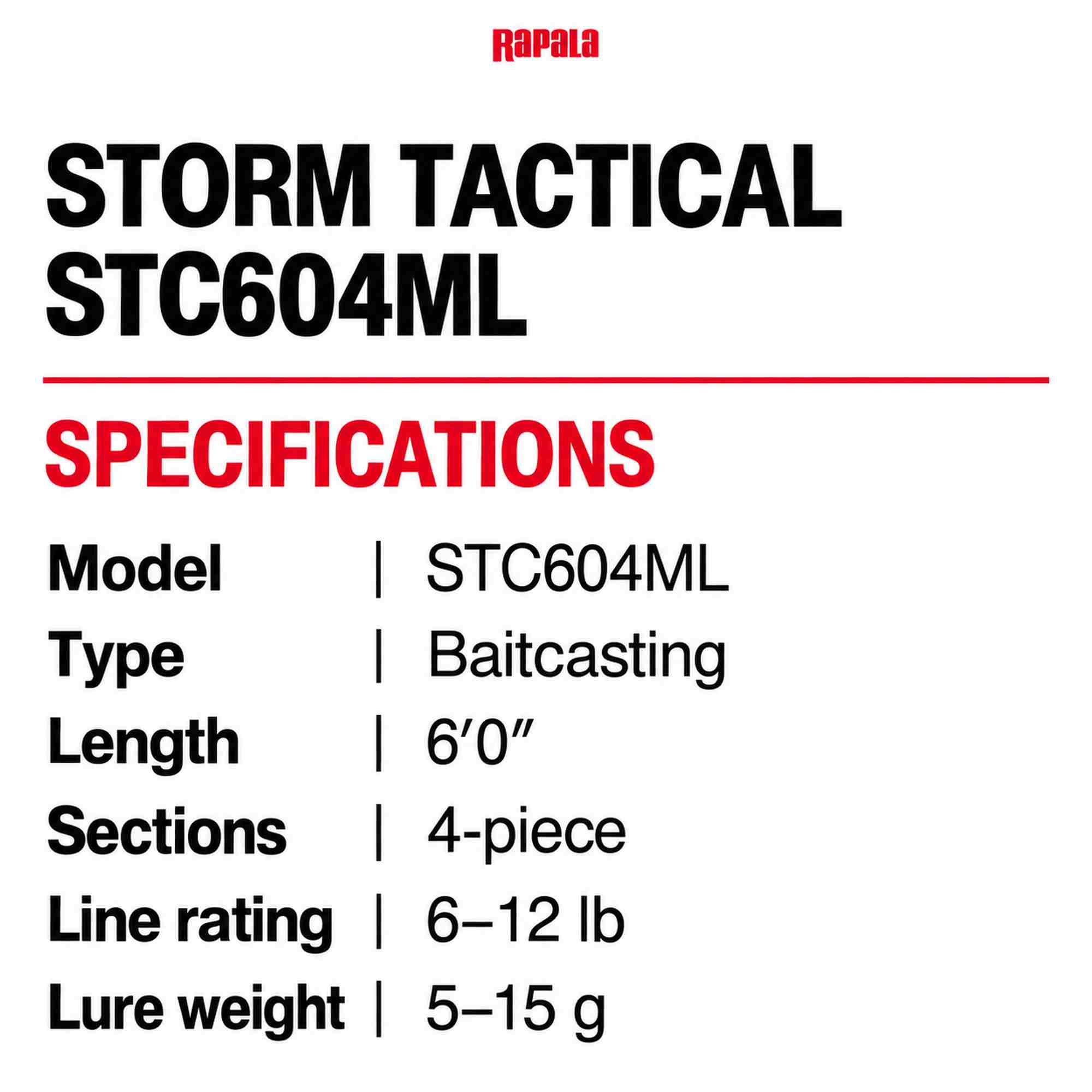 Rapala Rod Baitcast Storm Tactical STC604ML (5681)
