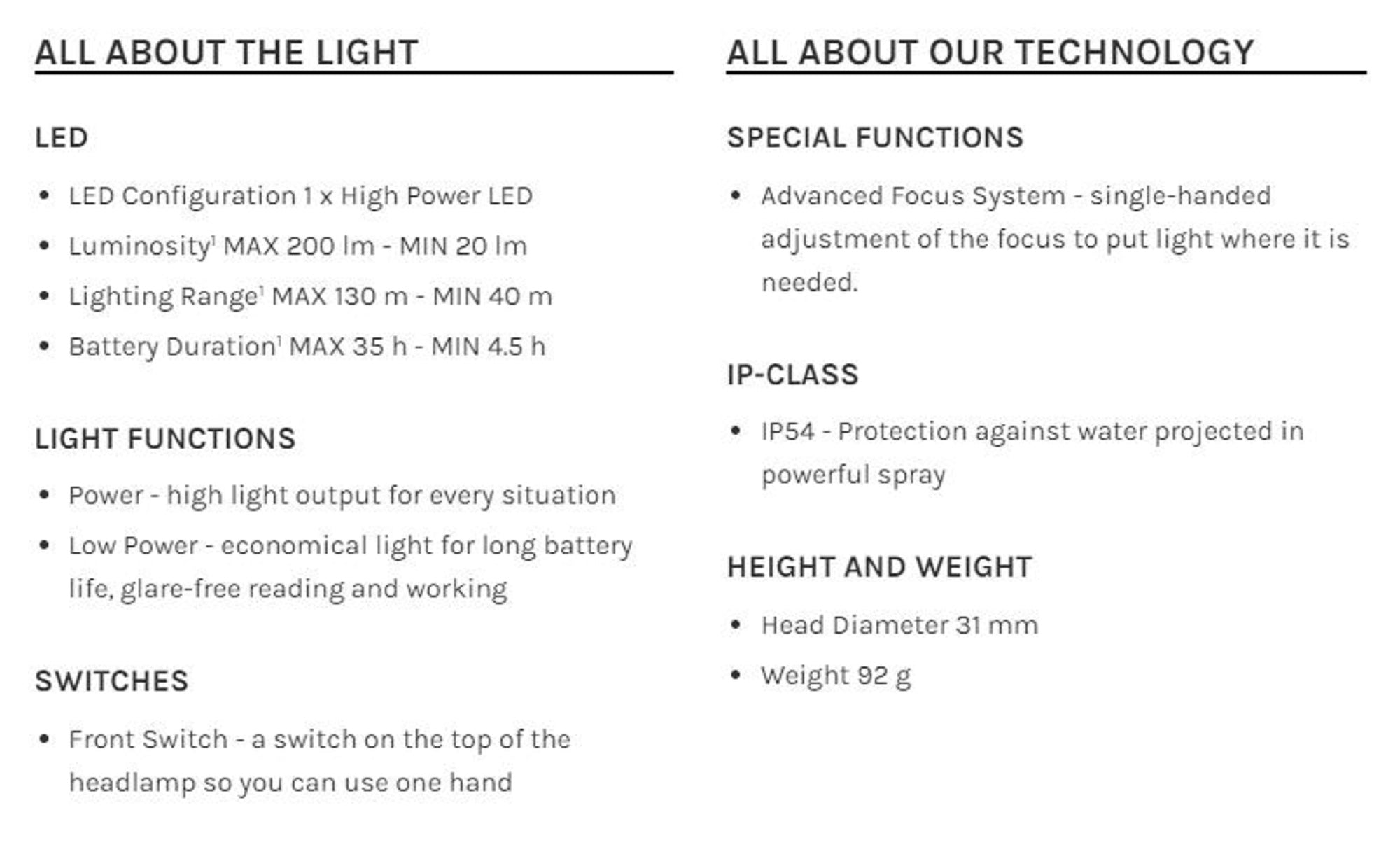 Ledlenser MH3 Headlamp 200 Lumens 130m IP54 92g Rechargeable B G (4656)