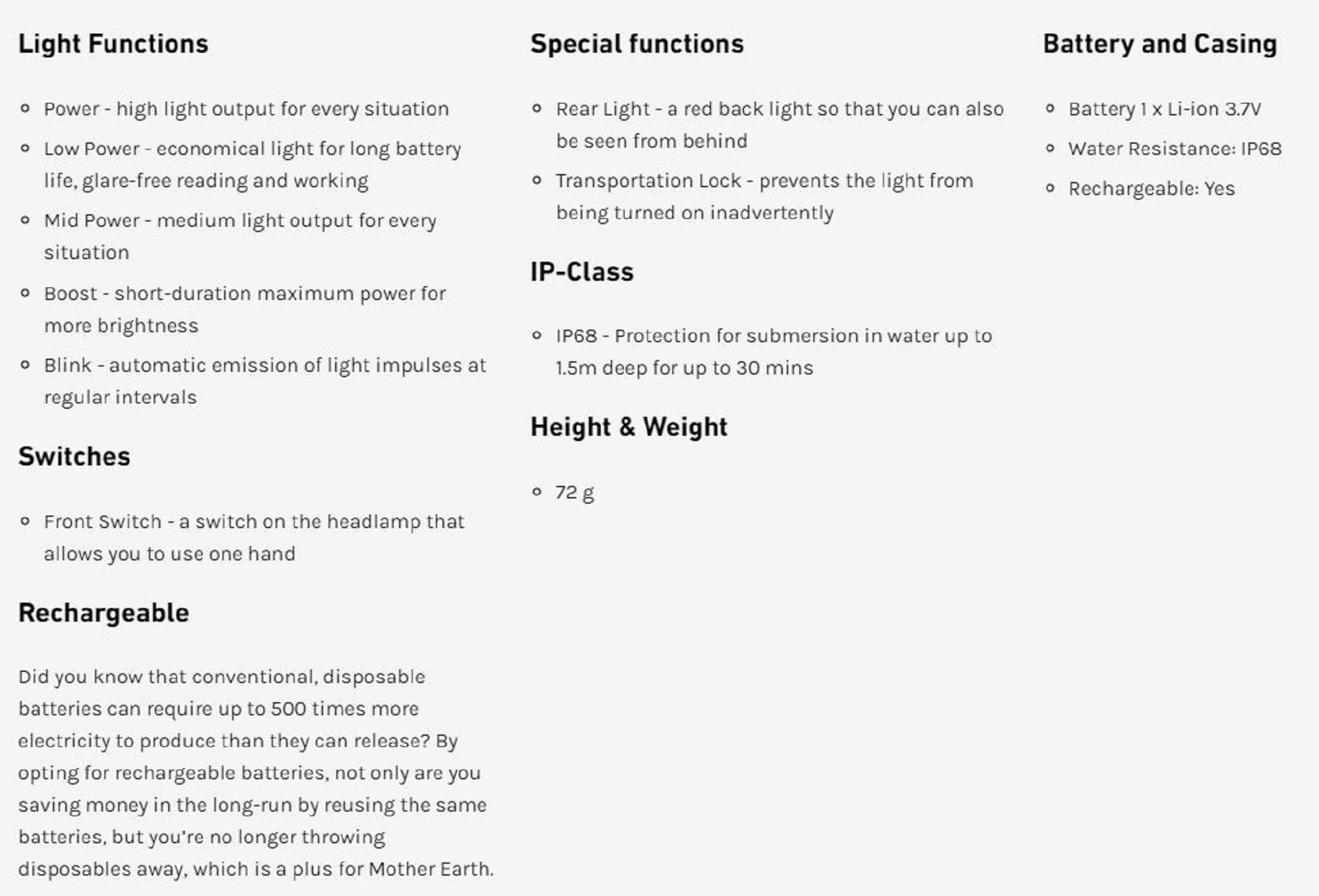 Ledlenser HF4R Headlamp 600 Lumens 140m IP68 72g Rechargeable Black (1813)