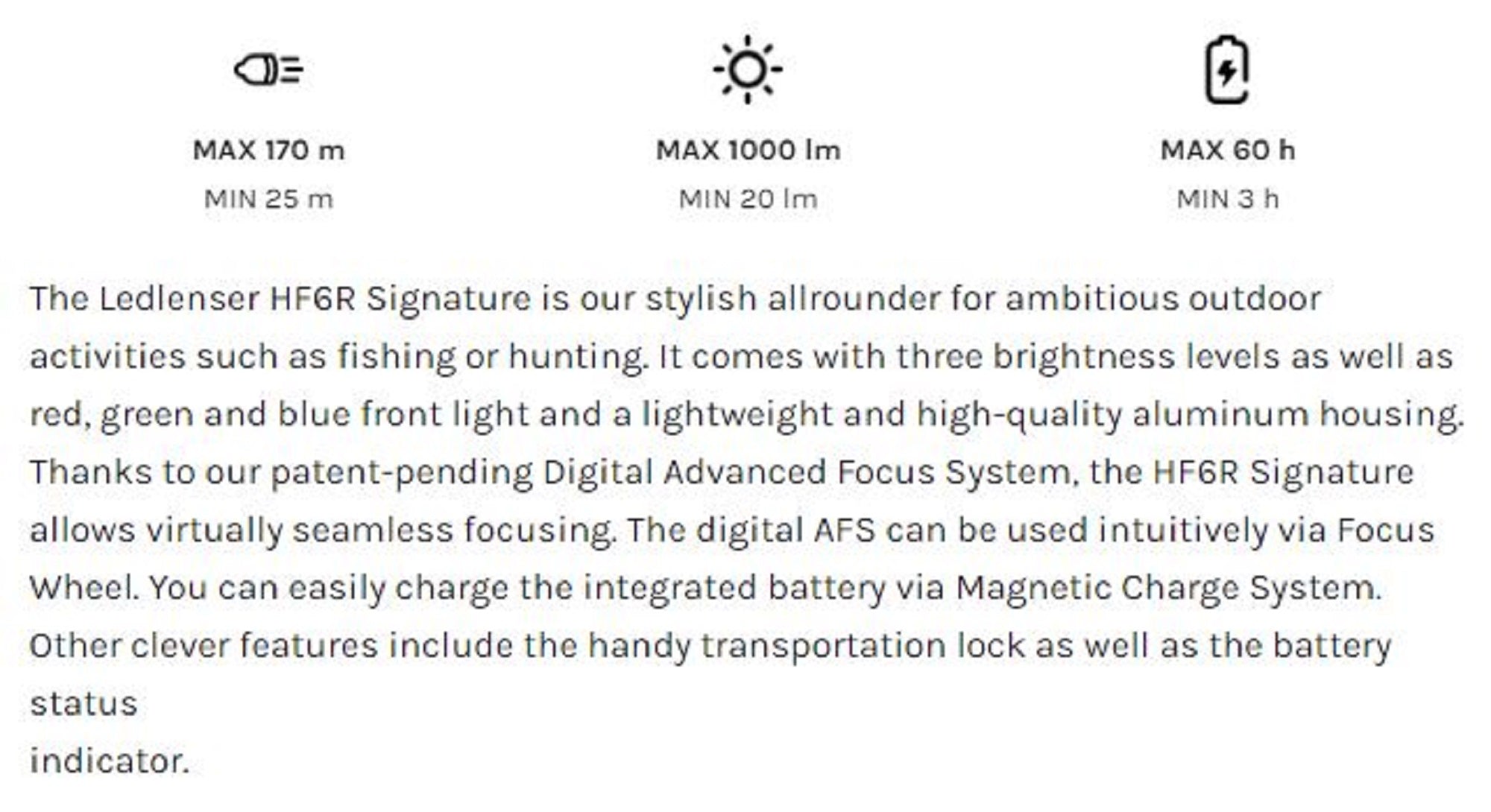 Ledlenser HF6R Signature Headlamp 1000 LM IP68 135g Rechageable Blk (1905)