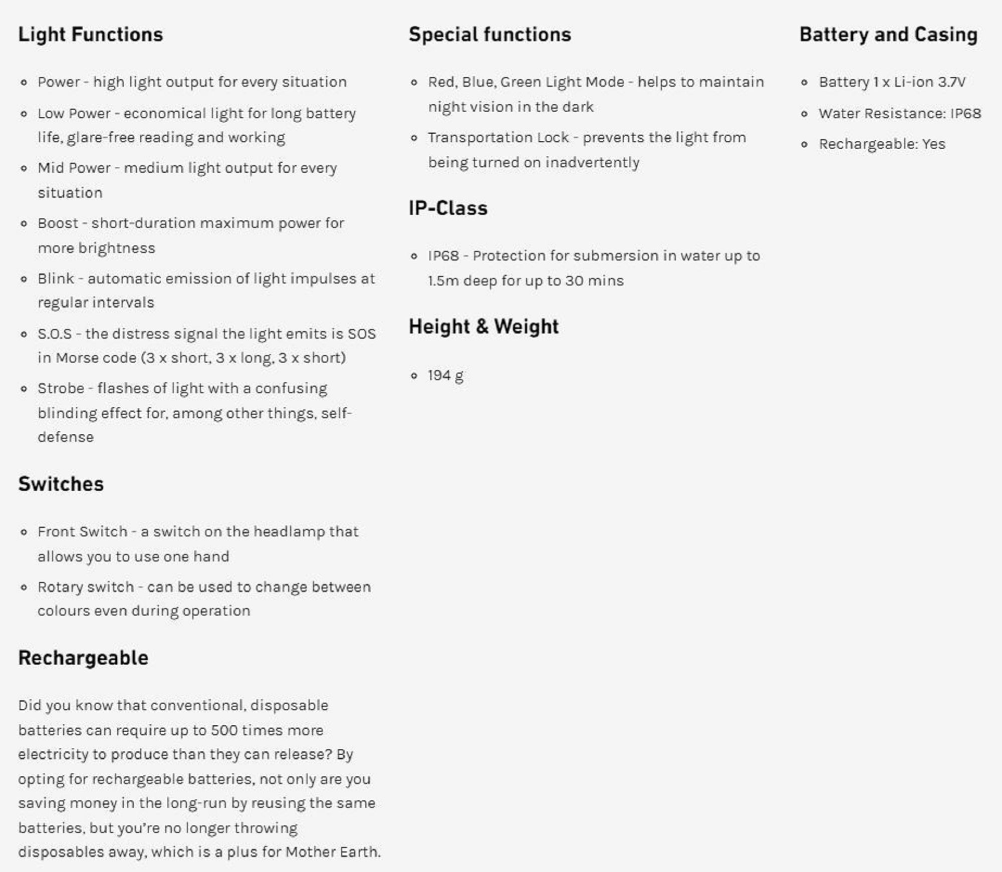 Ledlenser HF8R Signature Headlamp 2000 LM IP68 194g Rechargeable Blk 1981