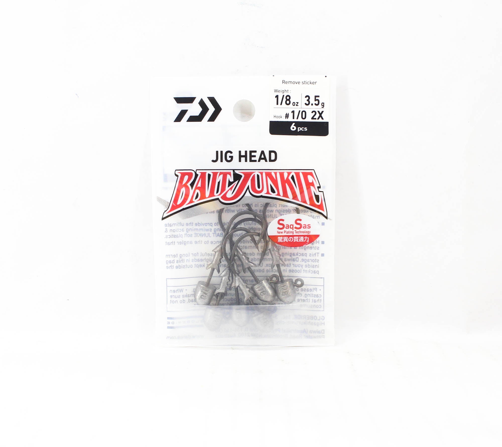 Daiwa Jig Head Bait Junkie 1/8 oz 6 per pack Hook Size 1/0 (3473)