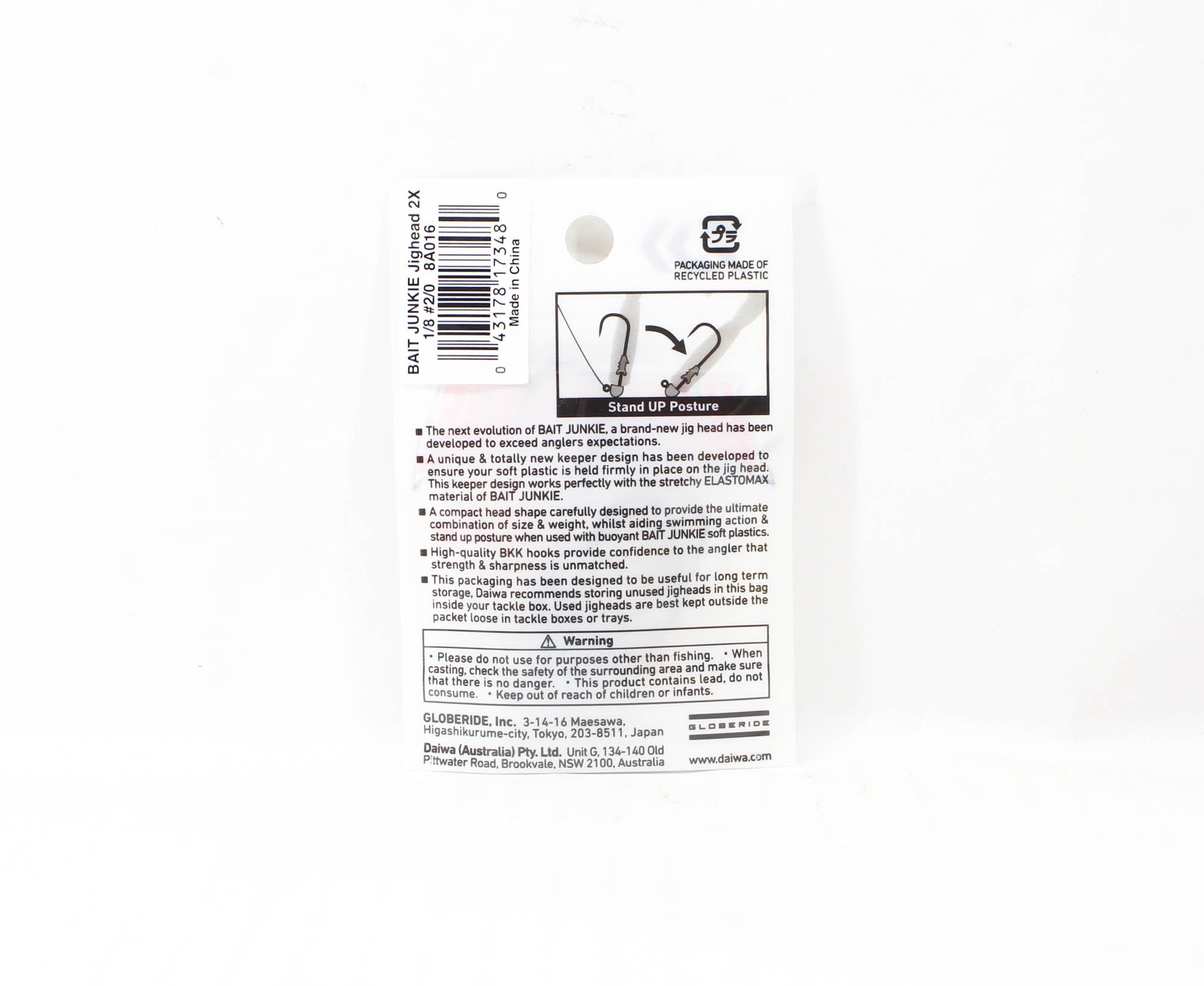 Daiwa Jig Head Bait Junkie 1/8 oz 5 per pack Hook Size 2/0 (3480)