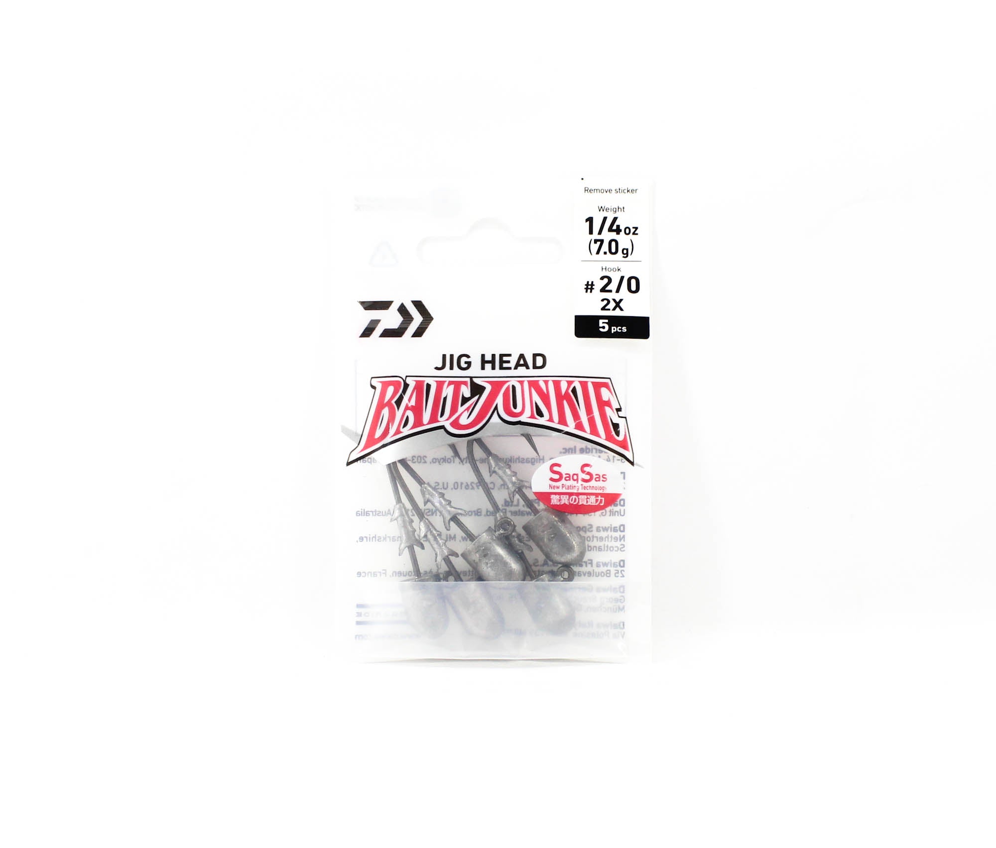 Daiwa Jig Head Bait Junkie 1/4 oz 5 per pack Hook Size 2/0 (3619)