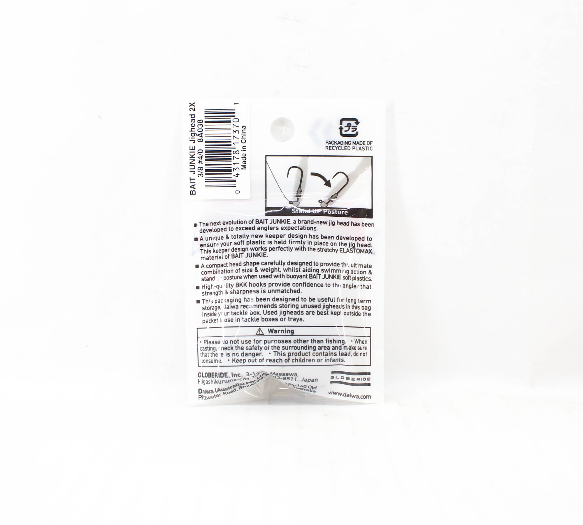 Daiwa Jig Head Bait Junkie 3/8 oz 5 per pack Hook Size 4/0 (3701)