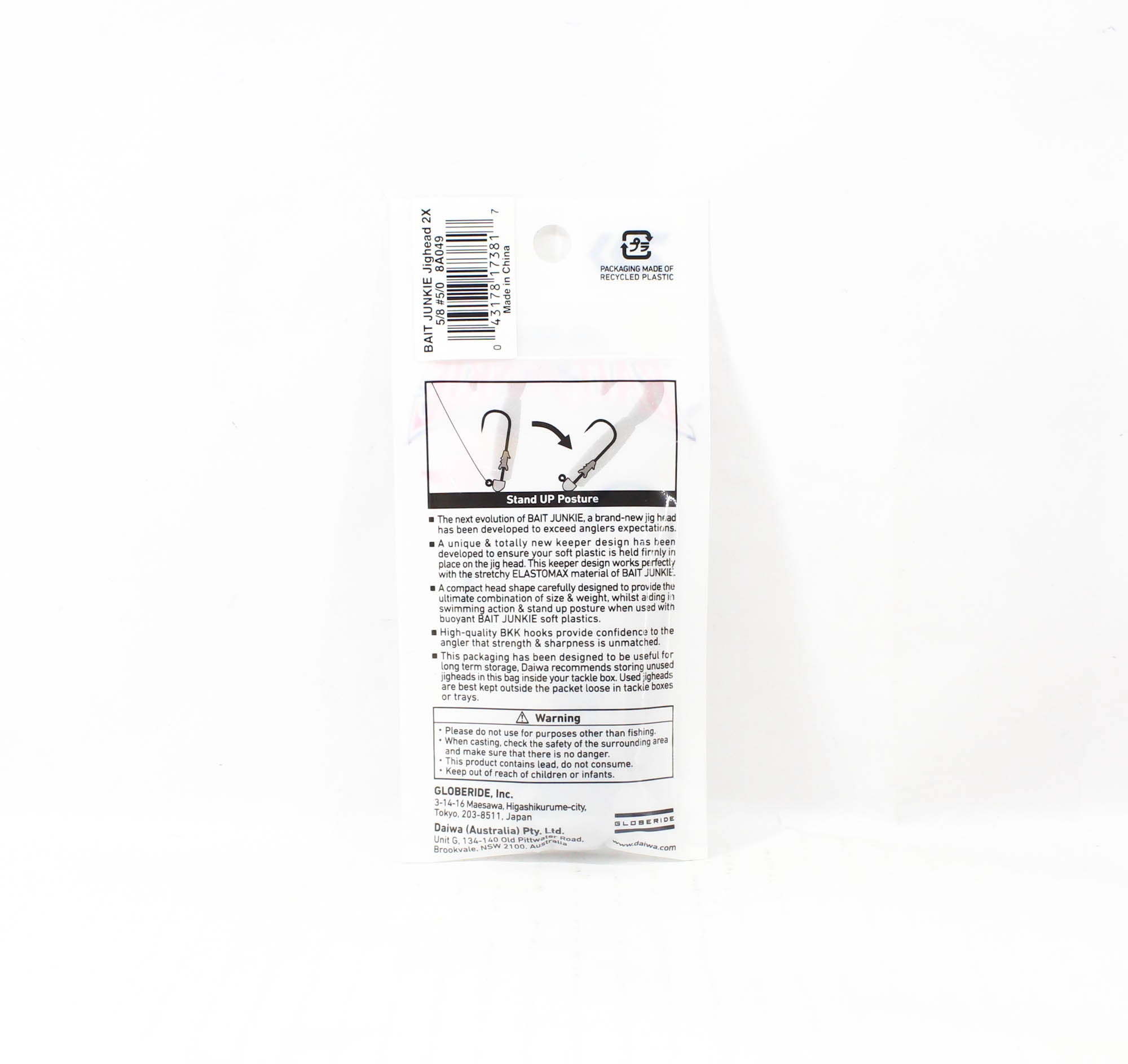 Daiwa Jig Head Bait Junkie 5/8 oz 3 per pack Hook Size 5/0 (3817)