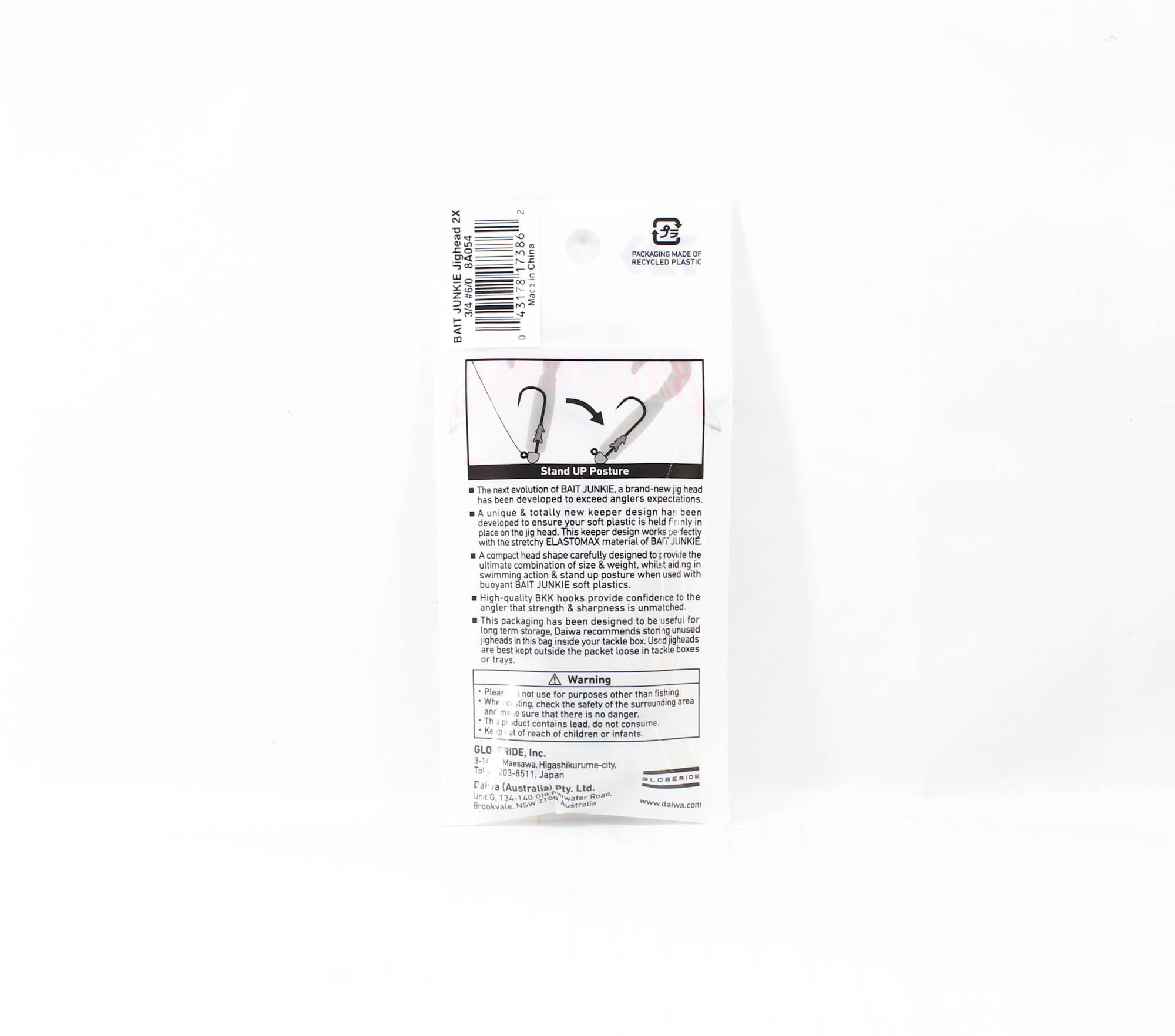 Daiwa Jig Head Bait Junkie 3/4 oz 3 per pack Hook Size 6/0 (3862)