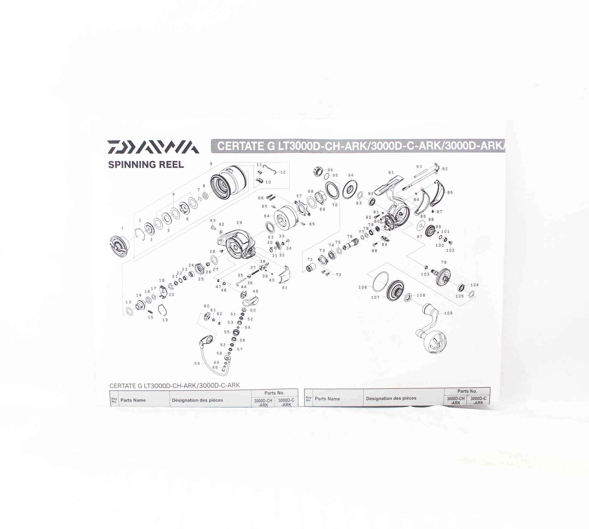 daiwa certate reel parts Daiwa Reel Spinning 24 Certate-G LT 3000D-CH-ARK (9499)