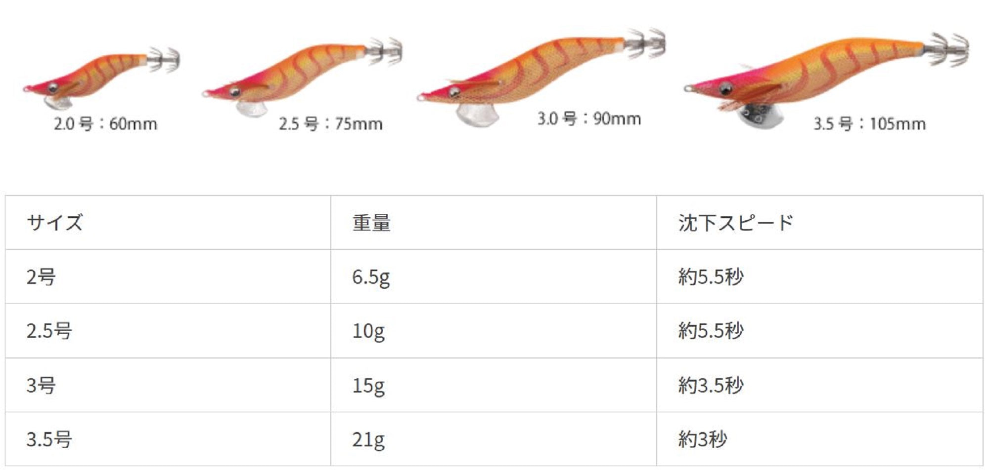 Yamashita Live Egi-O-Q Squid Jig 2.0-6.5gram-5-5.5 sec per m 029 (3292)
