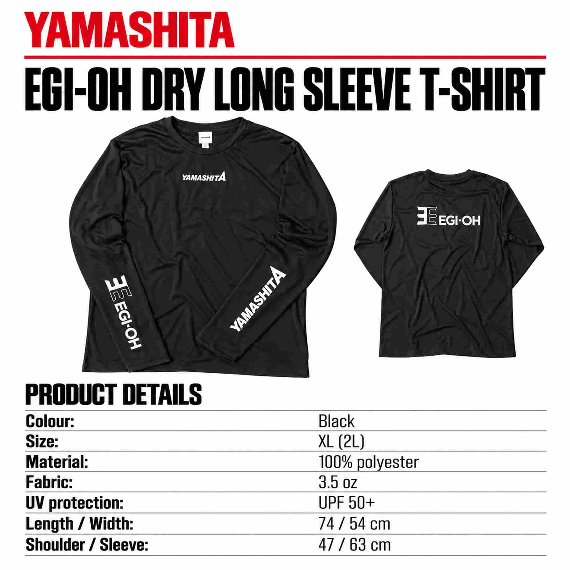 Yamashita T-Shirt Dry Fit Long Sleeves EGI-OH Size XL Black (5530)