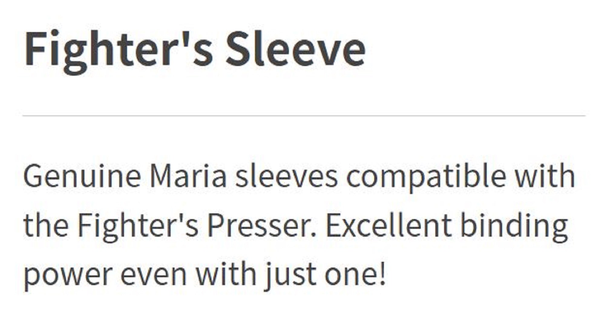 Maria Fighter Sleeve Set Size 3N (4150)