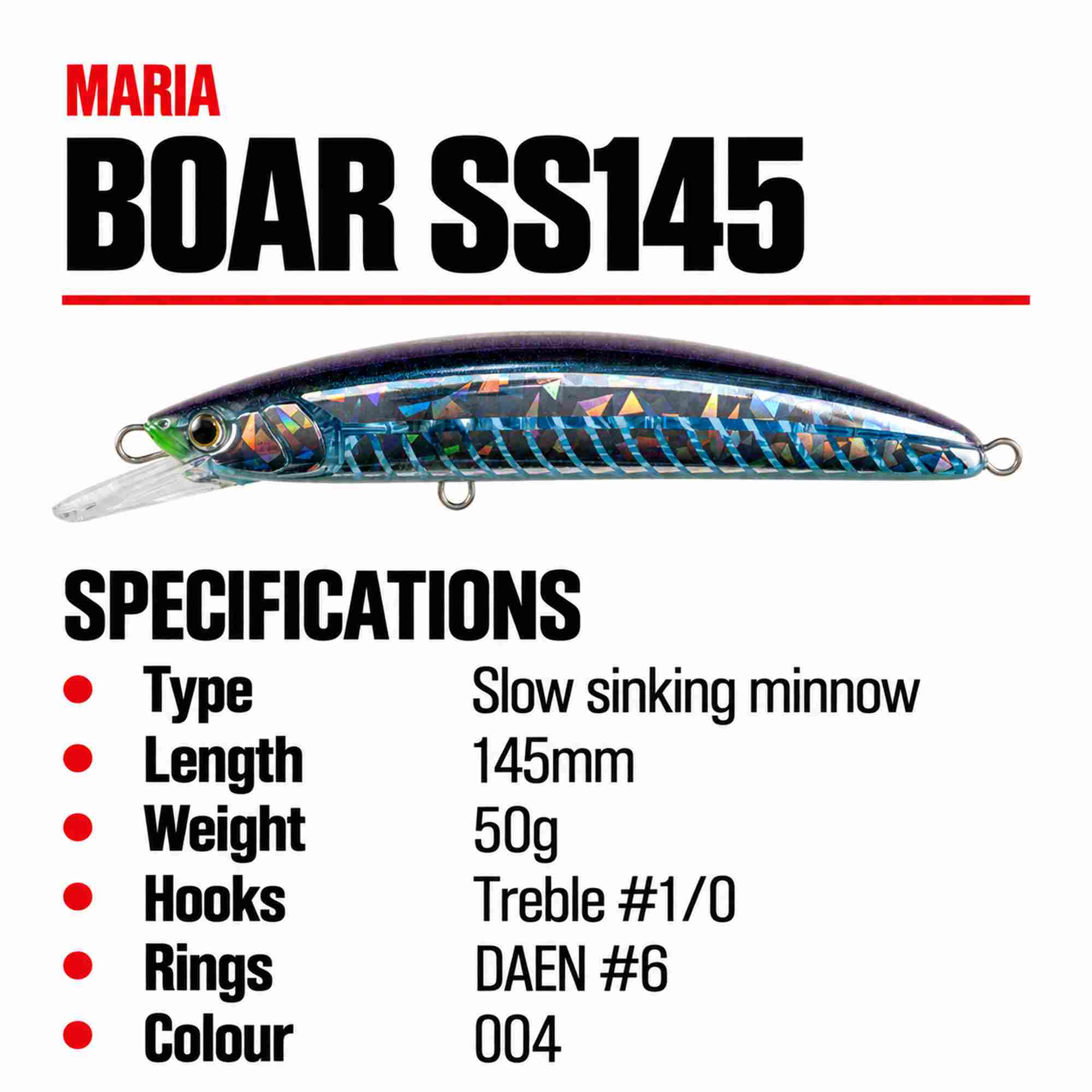 Maria Boar SS145 Jerking Minnow 50 grams Sinking Lure 004 (7617)