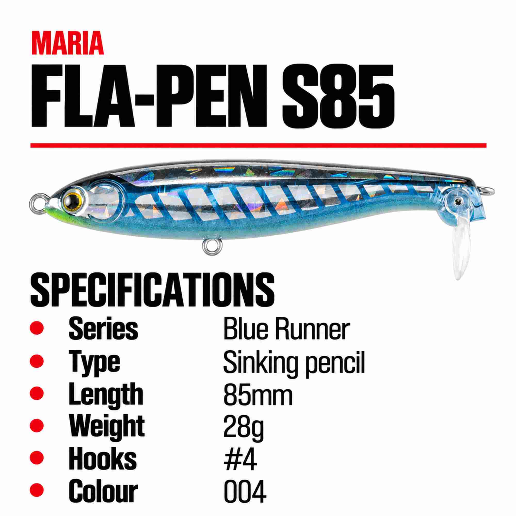 Maria Fla Pen S85 28 grams Sinking Lure 004 (1584)