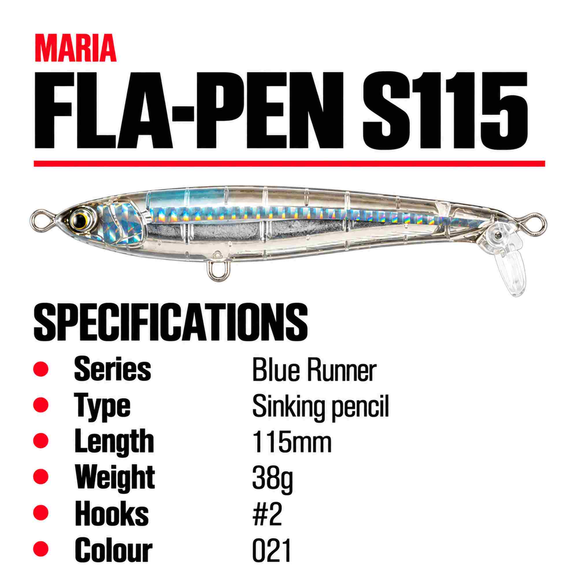 Maria Fla Pen S115 38 grams Sinking Lure 021 (1638)