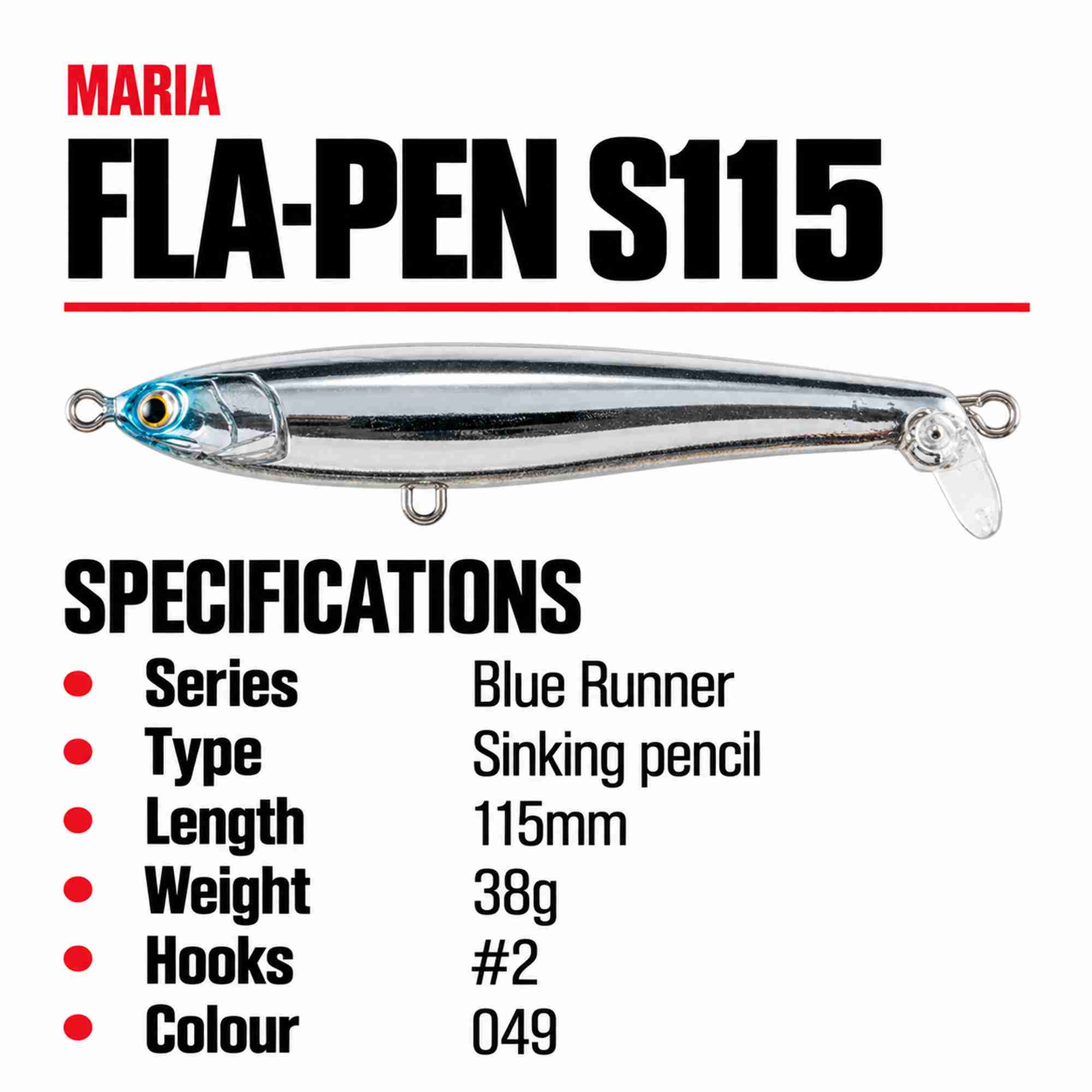 Maria Fla Pen S115 38 grams Sinking Lure 049 (1645)