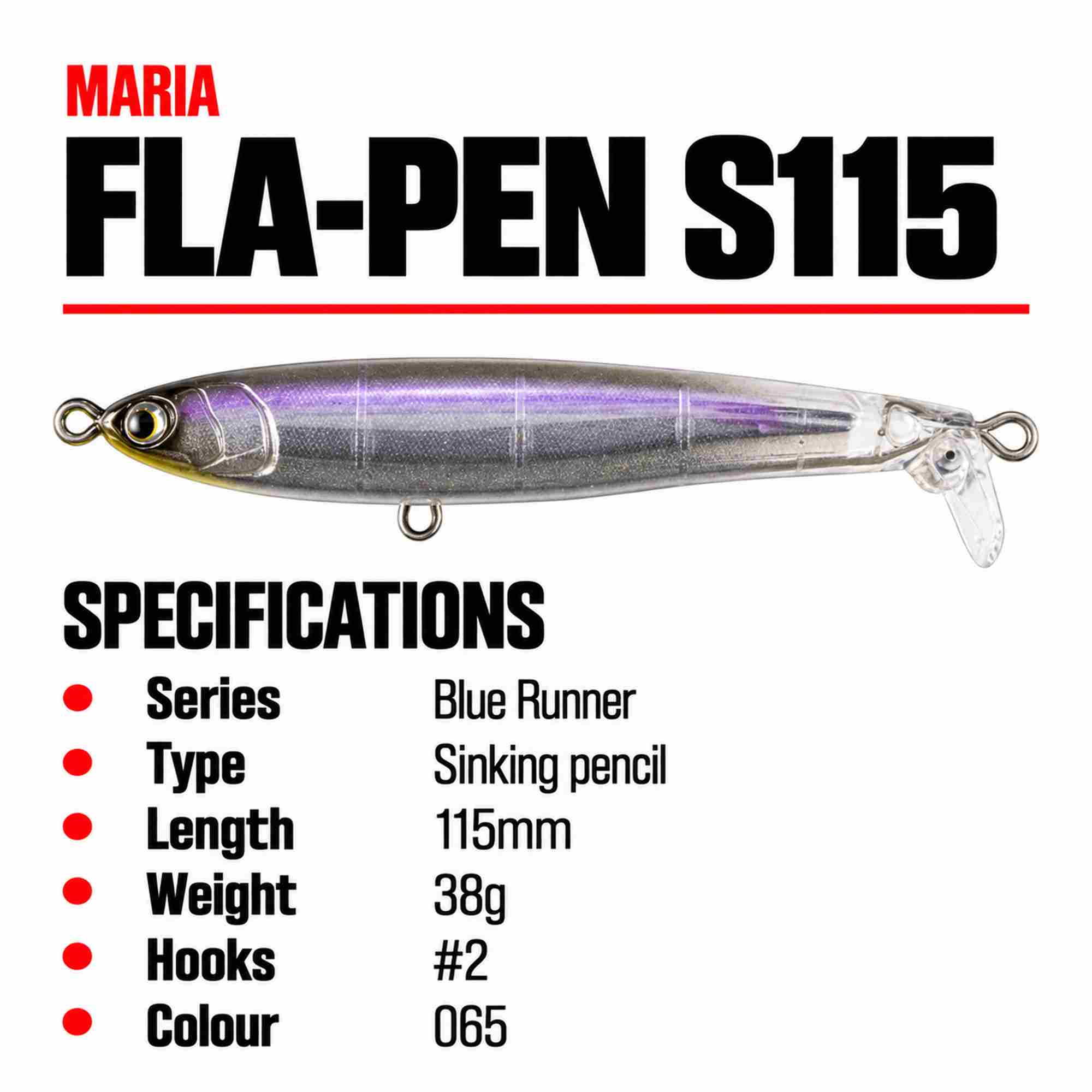Maria Fla Pen S115 38 grams Sinking Lure 065 (1669)