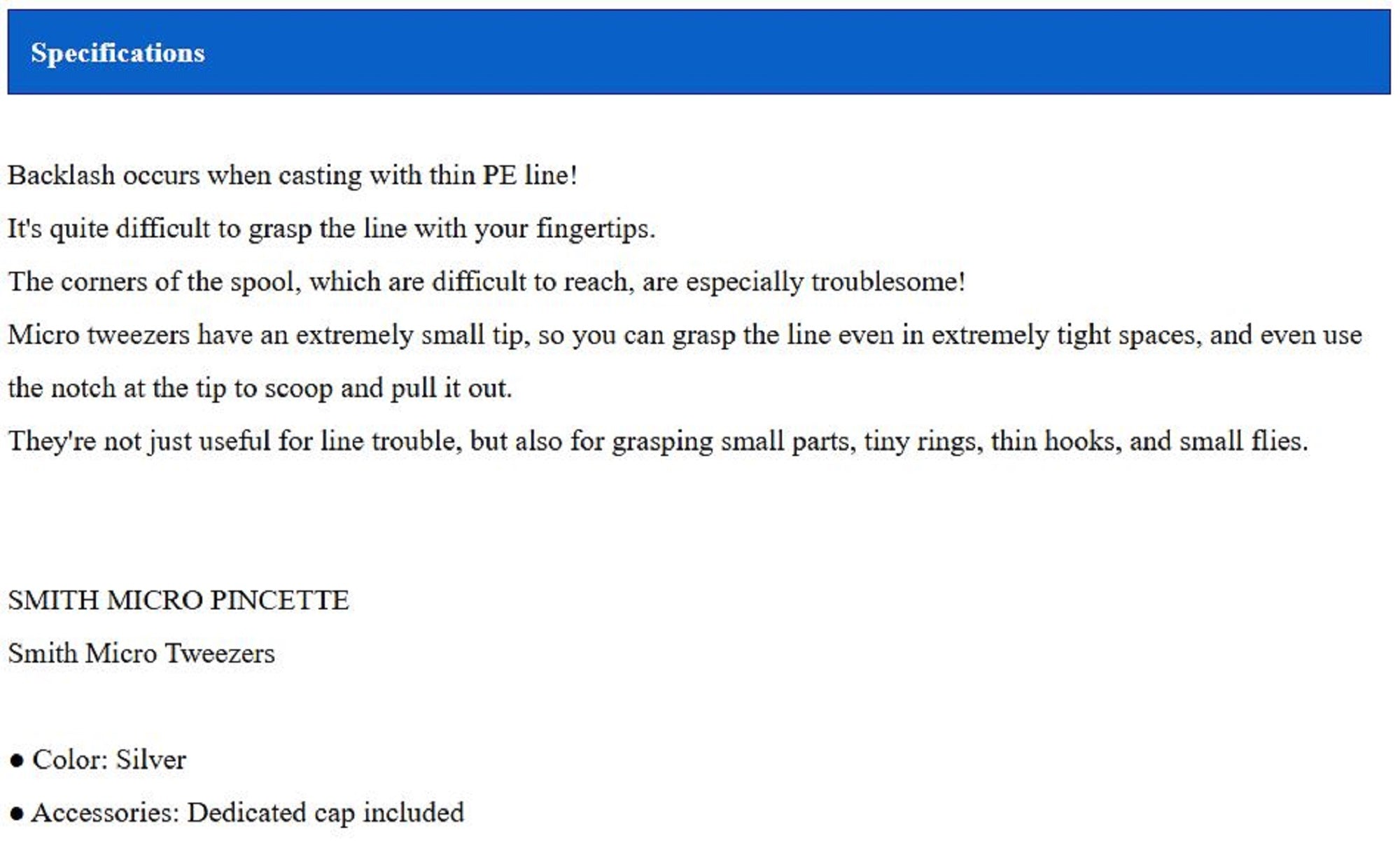 Smith Split Ring Pincetter Micro 55mm Silver (5483)