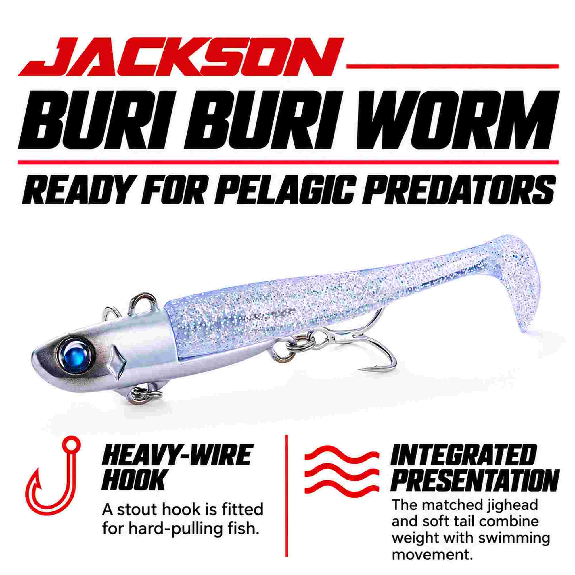 Jackson Buri Buri Worm 40 grams Sinking Lure ASV (0862)
