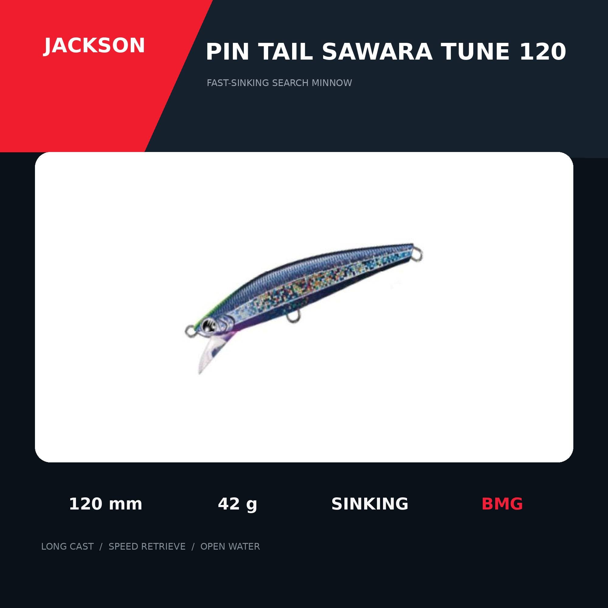 Jackson Pin Tail Sawara Tune 42 grams 120 mm Sinking Lure BMG (6475)