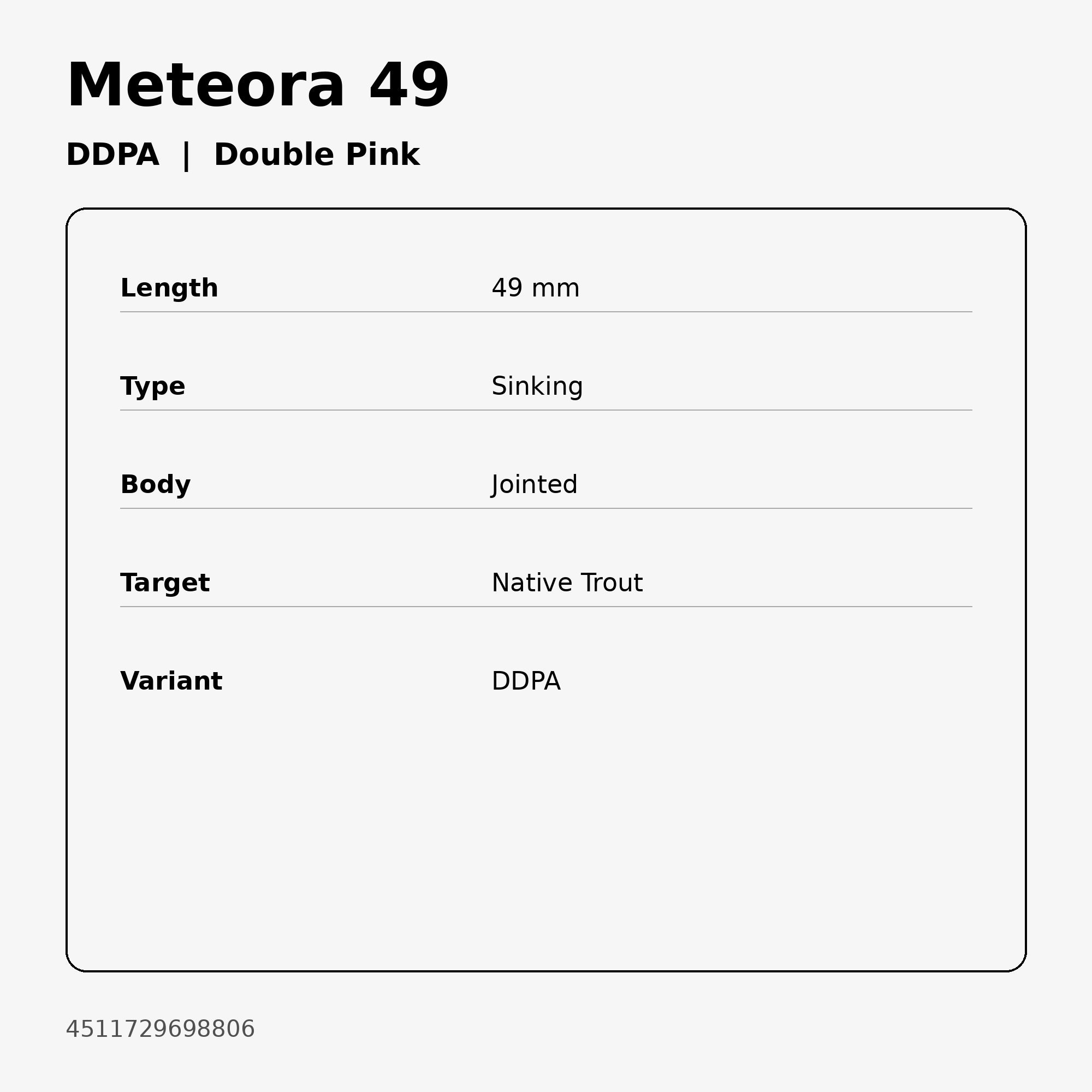 Jackson Meteora 49 Jointed Sinking Lure DDPA (8806)