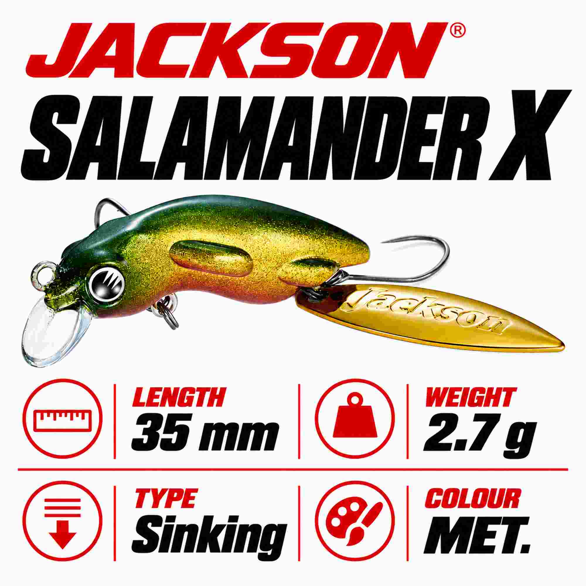Jackson Salamander X 35mm 2.7 grams Sinking Lure MET (1124)
