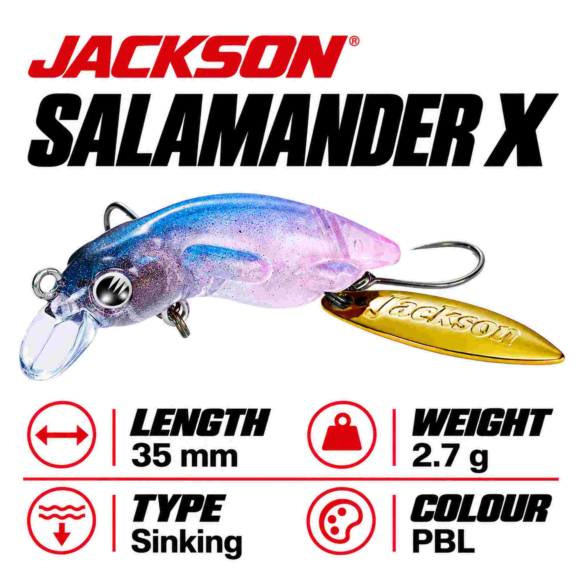 Jackson Salamander X 35mm 2.7 grams Sinking Lure PBL (1131)