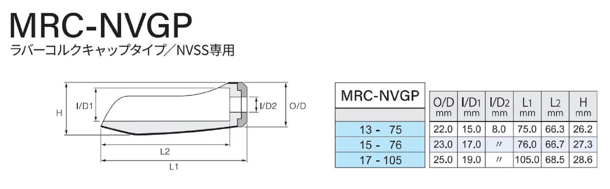 Fuji MRC-NVGP Size 15-76 Rubber Cork Neo Carbon Rear Grip x 1 (3116)
