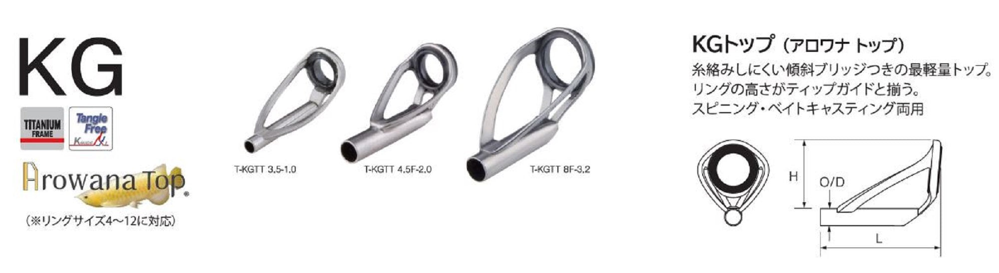 Fuji T-KGST Size 6-2.2C Rod Top Guide Titanium Frame SIC x 1 (0175)