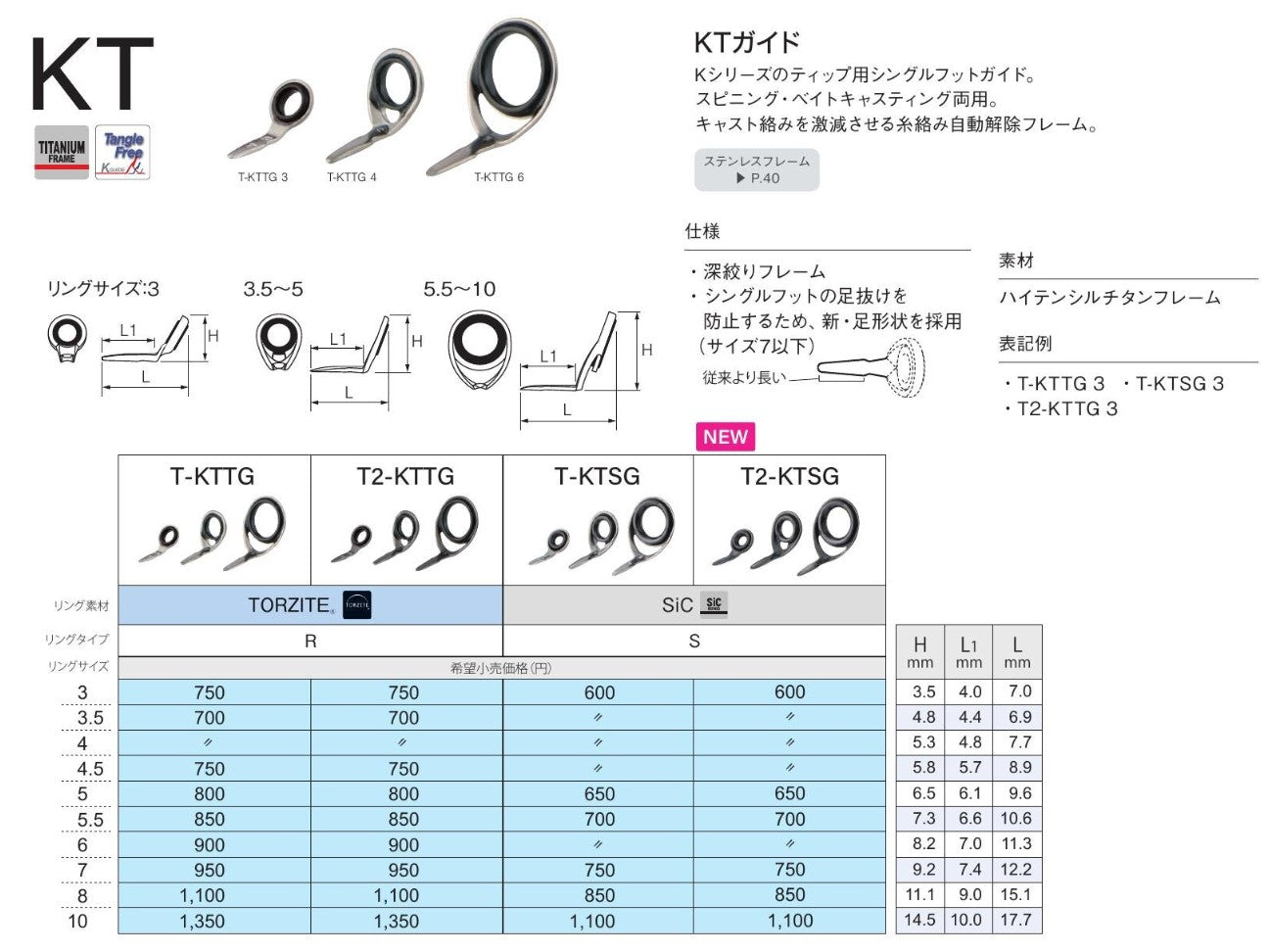 Fuji T-KTSG Size 7 Rod Guide Titanium Frame SIC x 1 (0778)