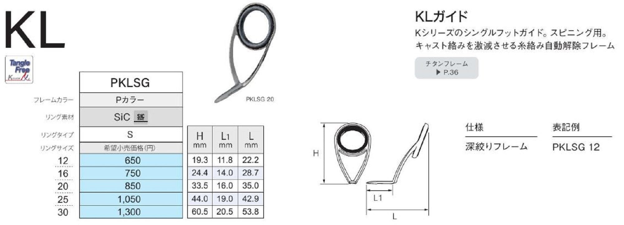 Fuji PKLSG Size 25 Rod Guide Stainless Frame SIC x 1 (5438)