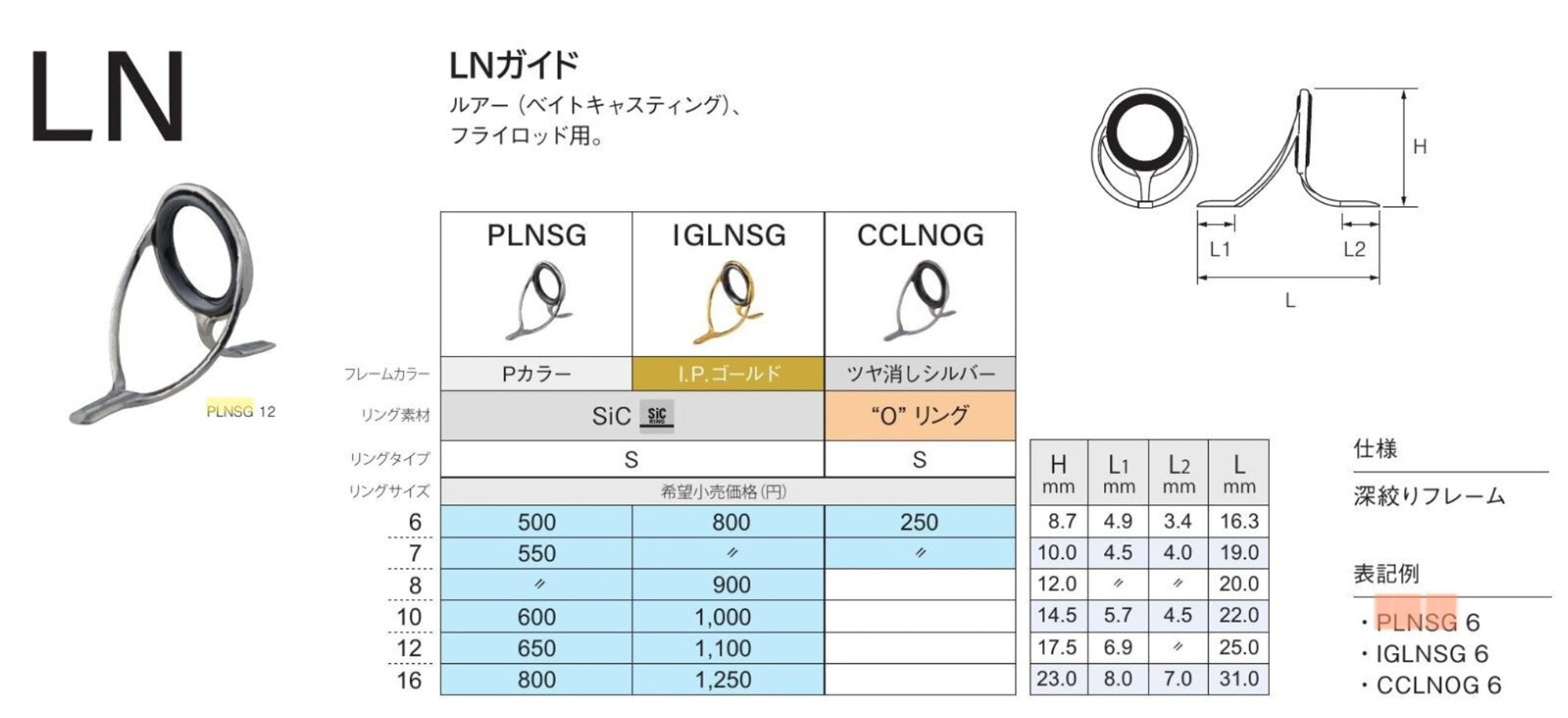 Fuji PLNSG Size 8 Rod Guide Stainless Frame SIC x 1 (6404)