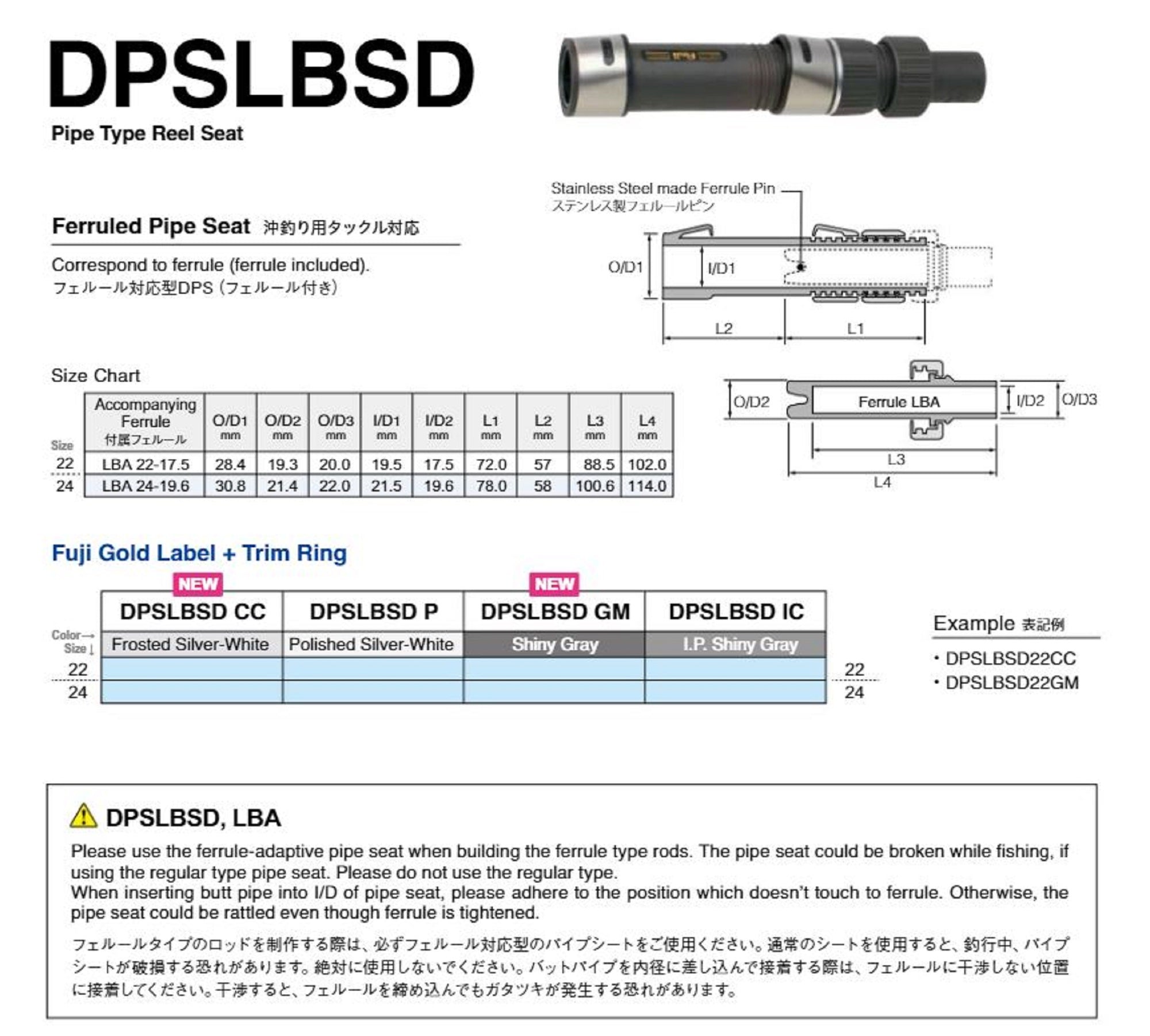 Fuji DPSLBSD Size 24 Reel Seat For Spinning x 1 (0390)
