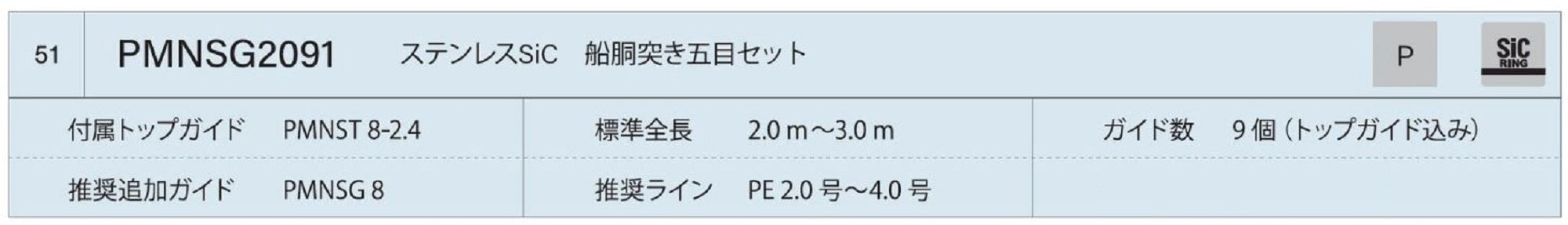 Fuji PMN Size SG2091 Rod Guide Stainless Frame SIC Set (9995)