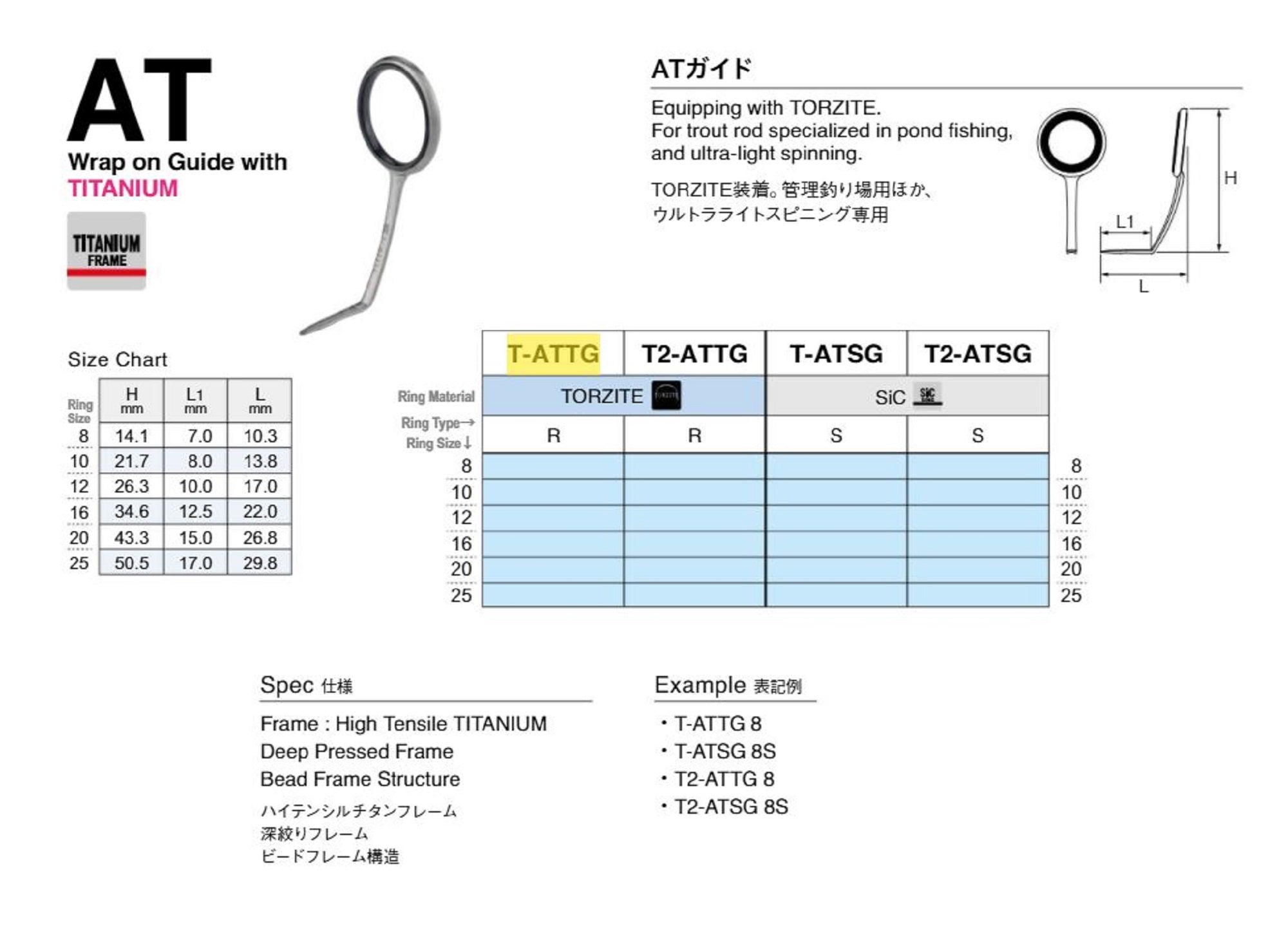 Fuji T-ATTG Size 25 Rod Guide Torzite Titanium Frame x 1 (2940)