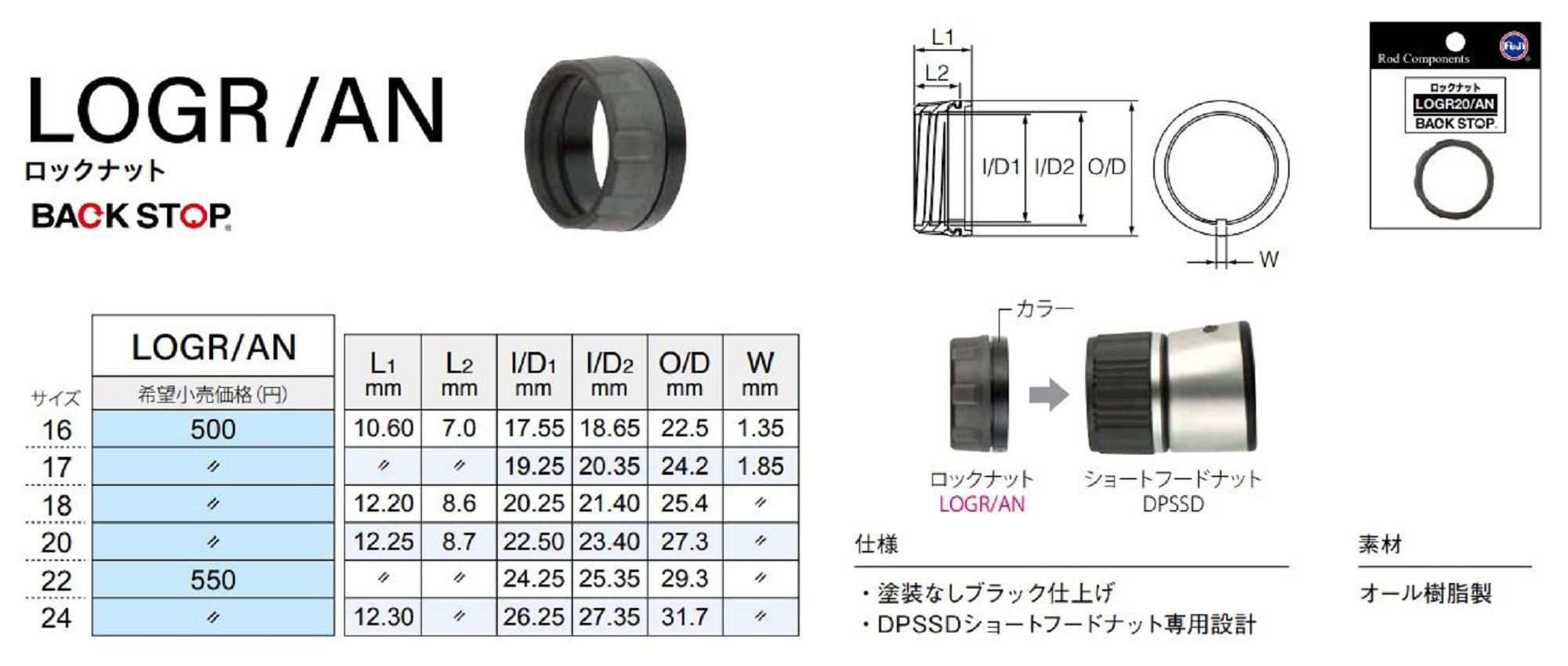Fuji LOGR/AN Size 24/SN Reel Seat Back Stop Lock Nut x 1 (5491)
