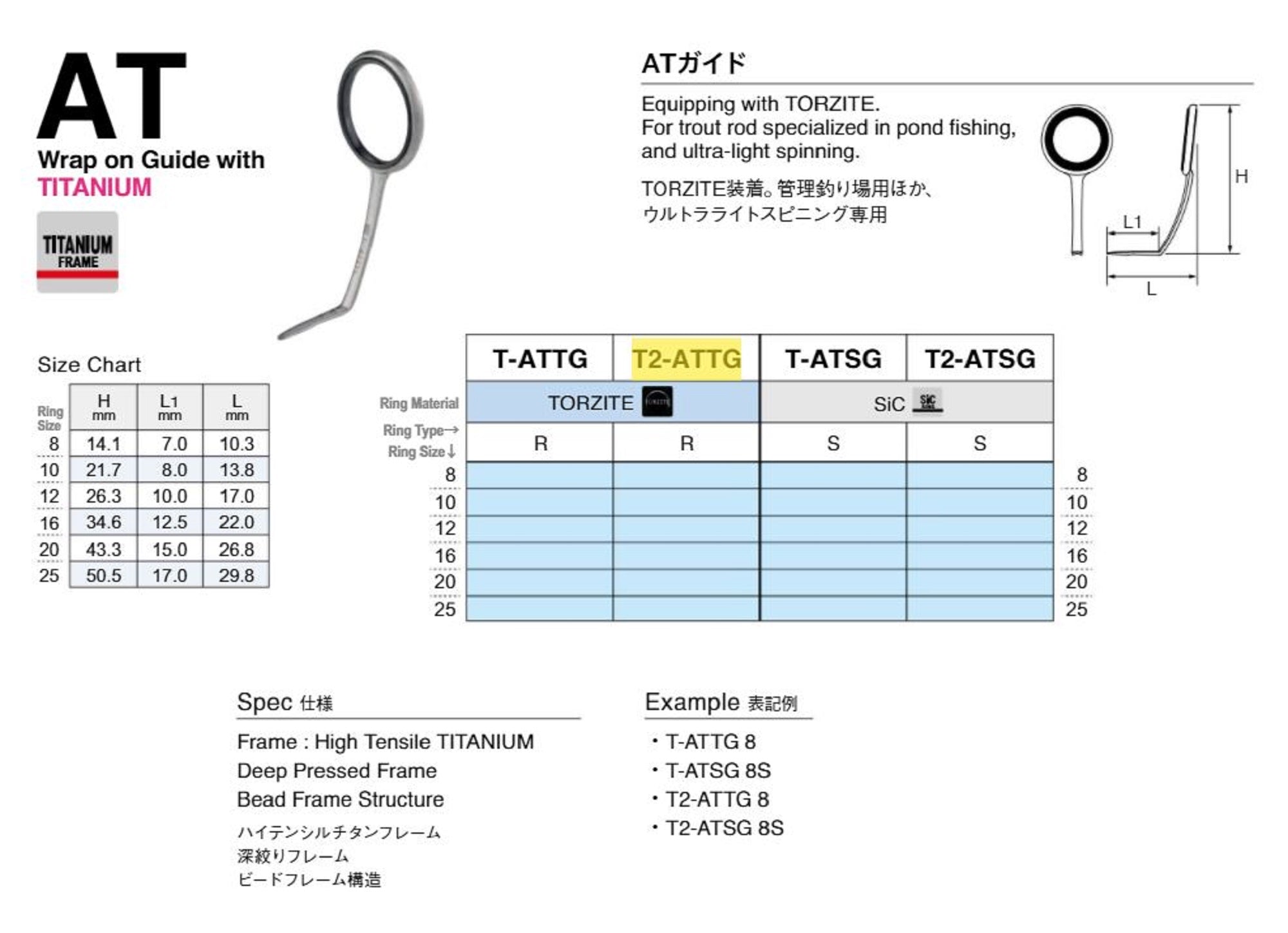 Fuji T2-ATTG Size 25 Rod Guide Torzite Titanium Frame x 1 (9178)
