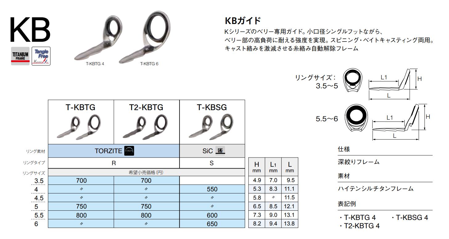 Fuji T2-KBTG Size 6 Rod Guide Torzite Titanium K Frame x 1 (9246)