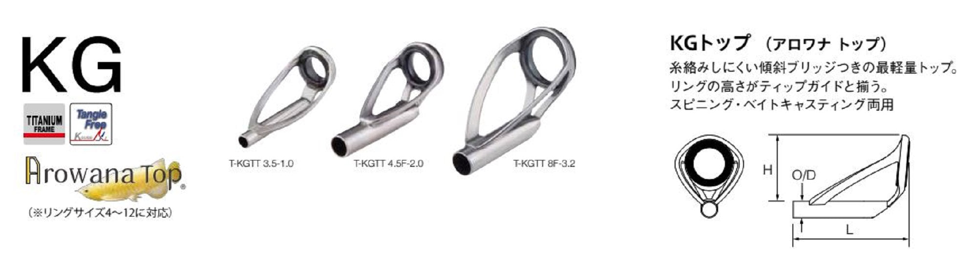 Fuji T2-KGTT Size 4.5F-2.0 Rod Top Guide Torzite Ti Frame x 1 (9550)