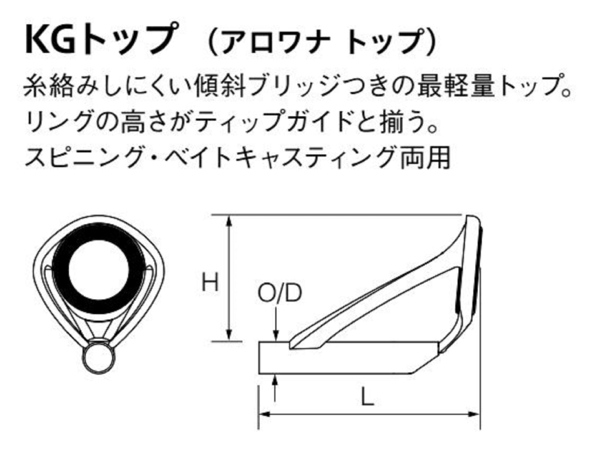Fuji T2-KGTT Size 6F-2.2 Rod Top Guide Torzite Ti Frame x 1 (9864)