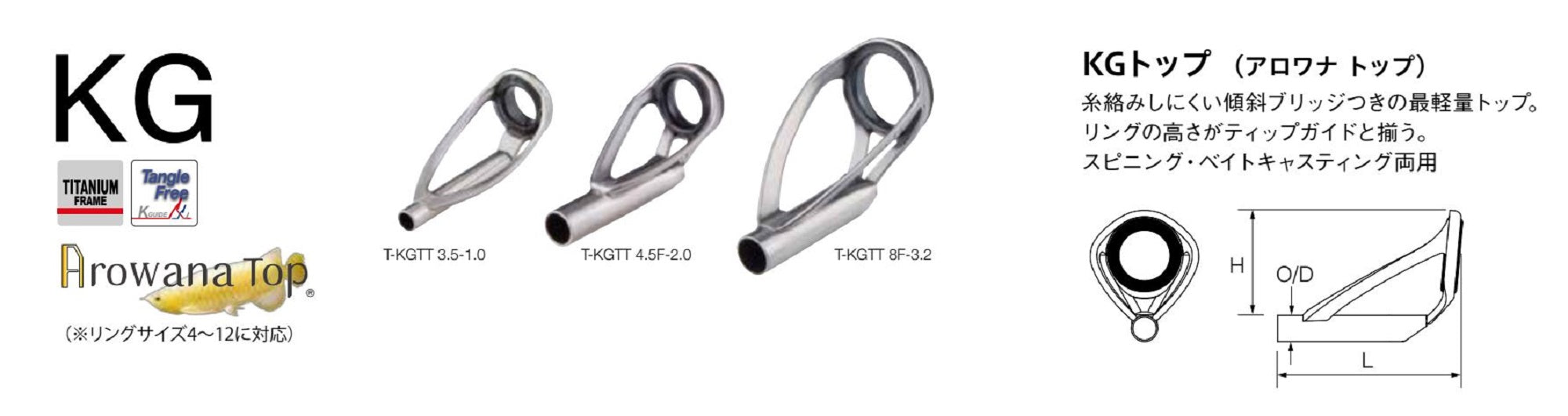 Fuji T2-KGTT Size 7F-2.8 Rod Top Guide Torzite Ti Frame x 1 (9963)