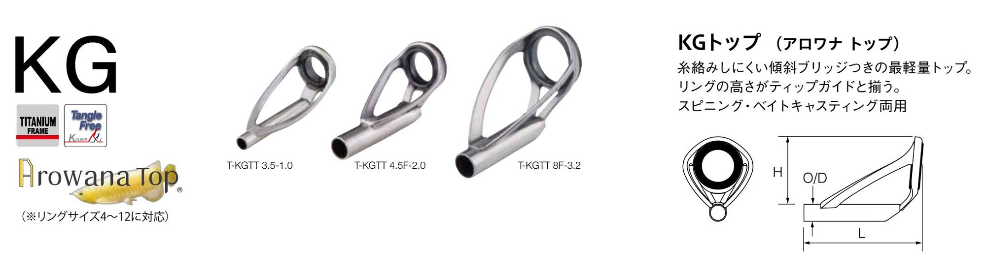 Fuji T2-KGTT Size 8F-2.4 Rod Top Guide Torzite Ti Frame x 1 (0037)